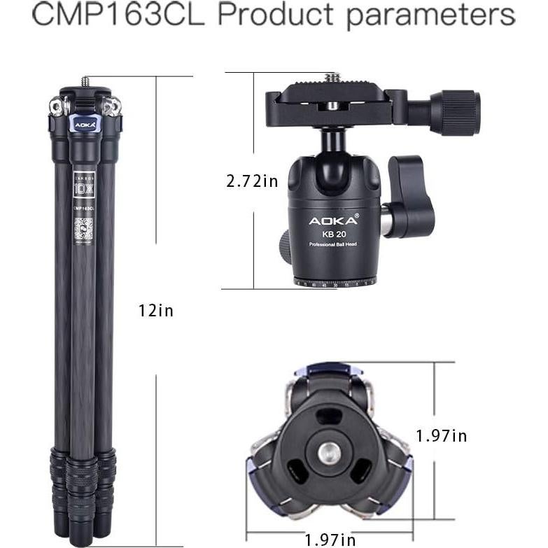 Trípode Mini Portátil AOKA CMP163CL de Fibra de Carbono 71 cm