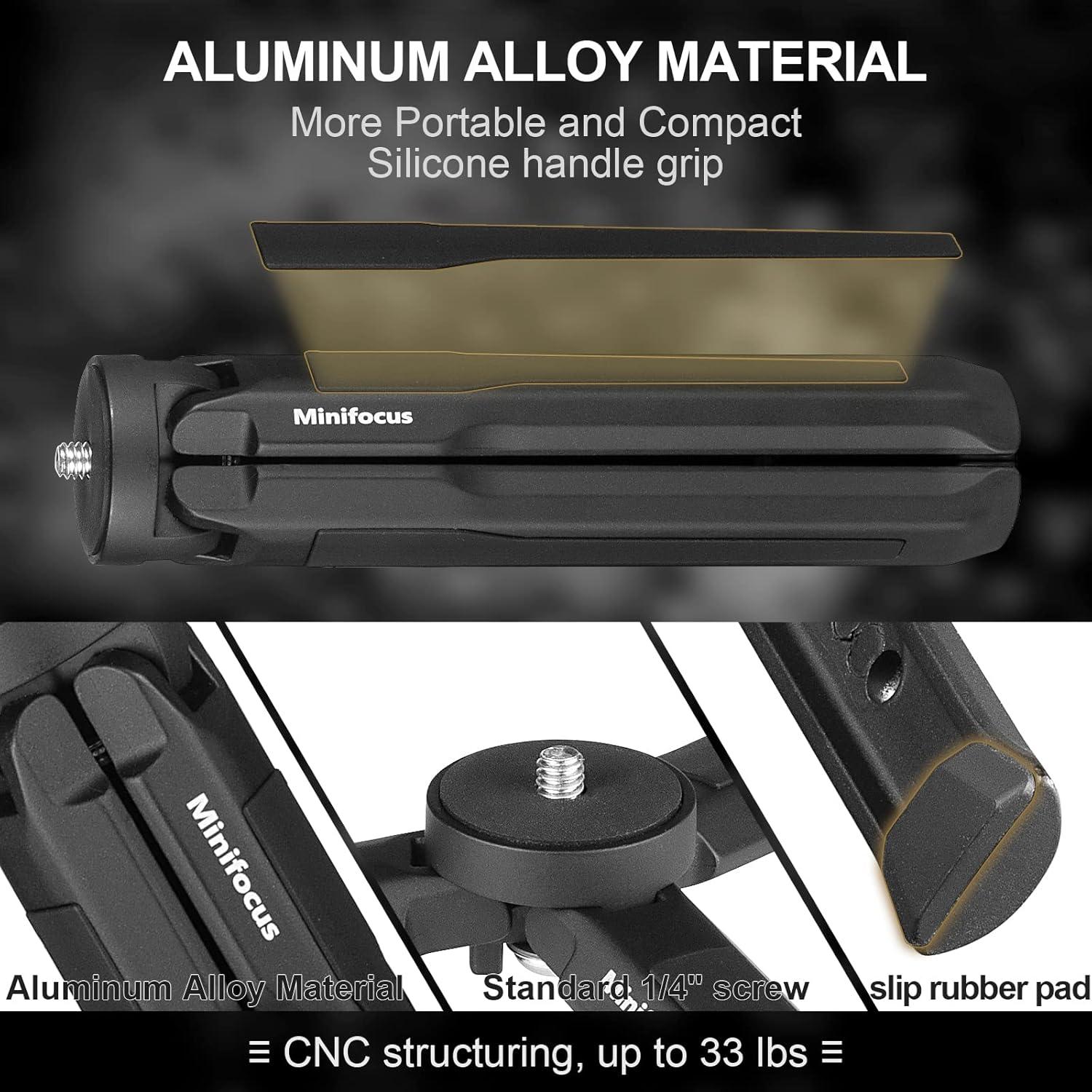 Trípode Mini de Aluminio MINIFOCUS - Soporte para Cámaras y Móviles