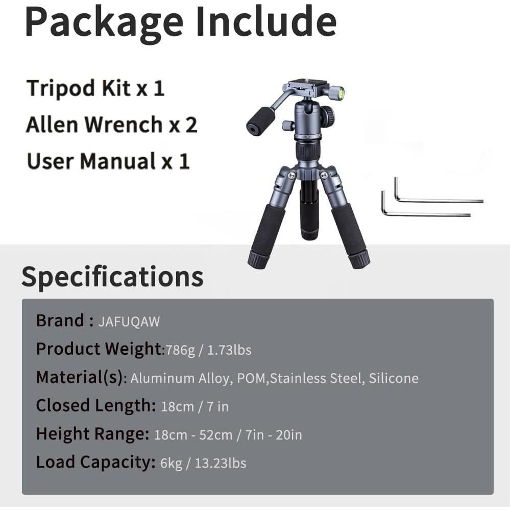 Trípode Mini Portátil JAFUQAW 52cm con Cabezal de Bola 360°