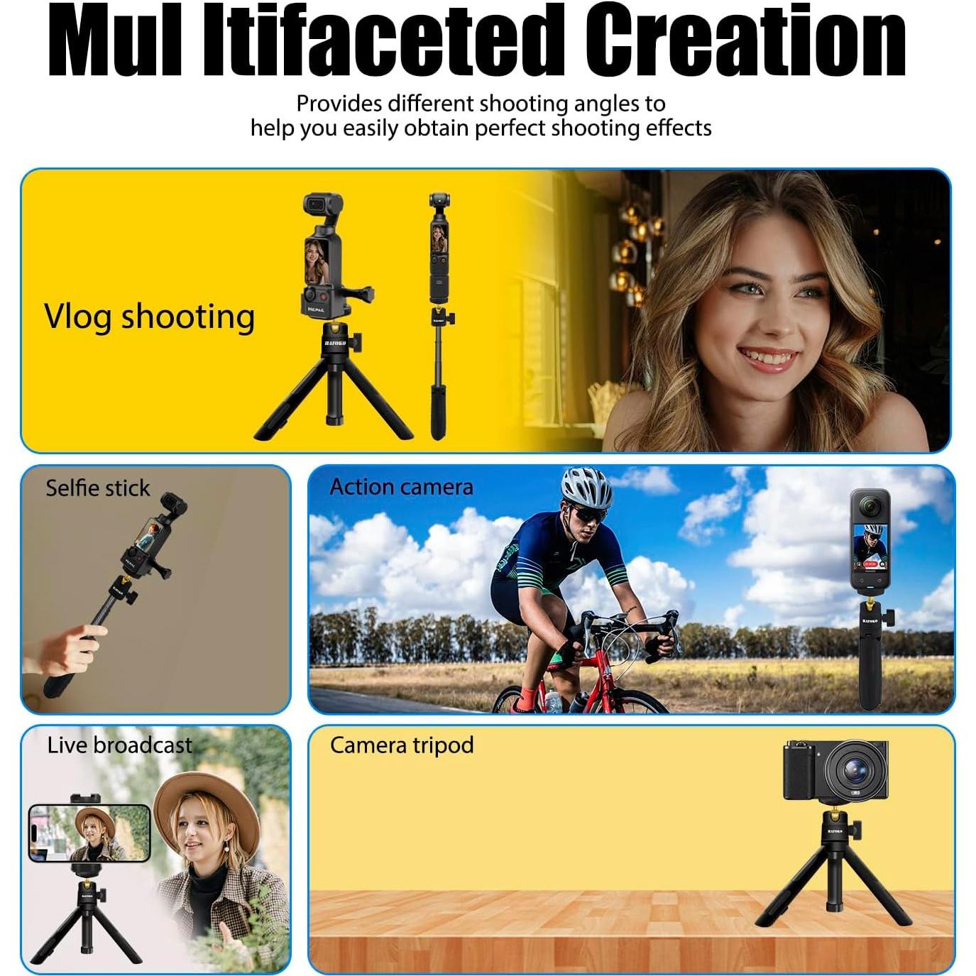 Trípode Extensible Mini HAFOKO para Smartphone y DJI Osmo Pocket 3