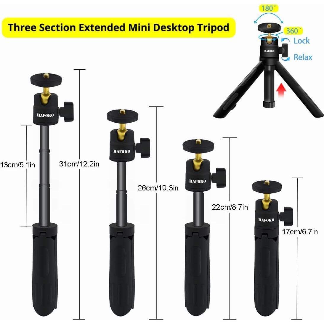 Trípode Extensible Mini HAFOKO para Smartphone y DJI Osmo Pocket 3