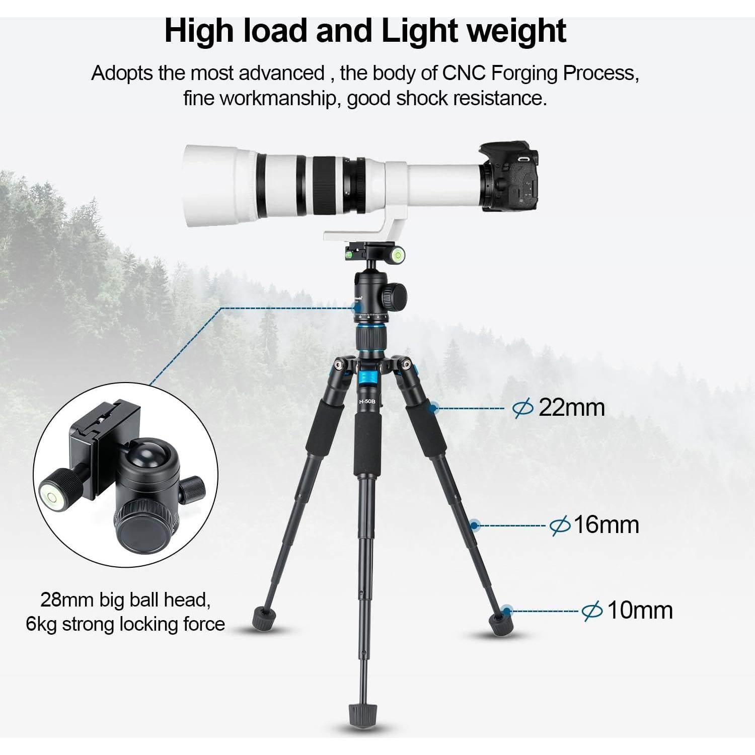 Mini Trípode de Escritorio Koolehaoda H50B 20" Aluminio Azul