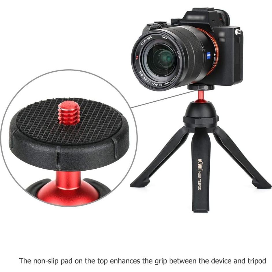 Mini Trípode KIWIFOTOS KTB-MT1 Rojo 360° para Cámara DSLR y Sin Espejo