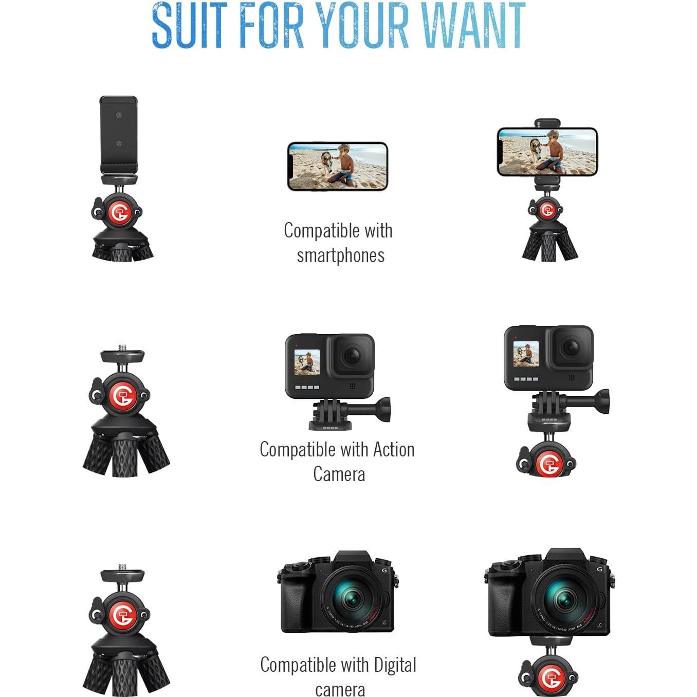 Trípode Flexible para Teléfono GooFoto B1 - 1.5kg, Antideslizante