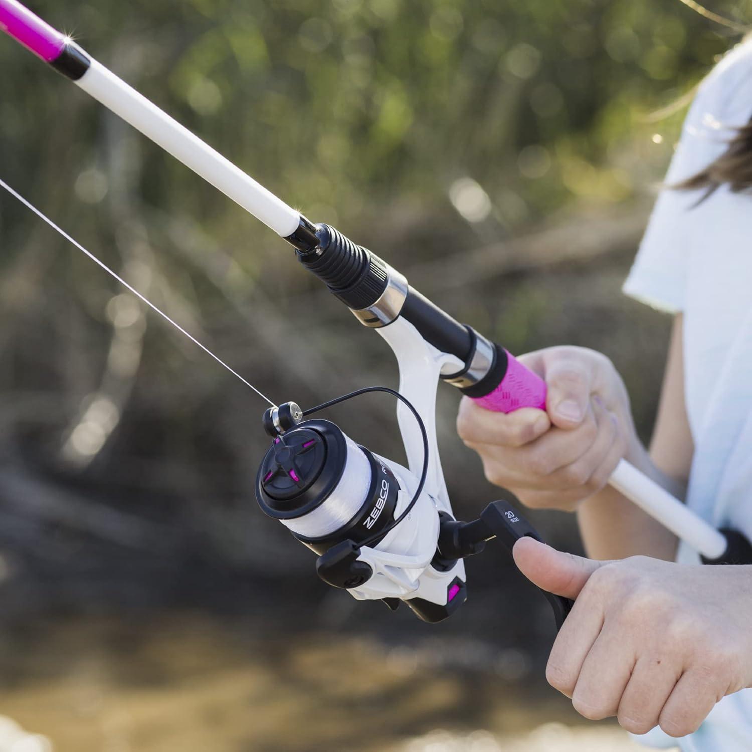 Combo de Pesca Zebco Roam 6' Rosa Carrete 20 y Caña Fibra