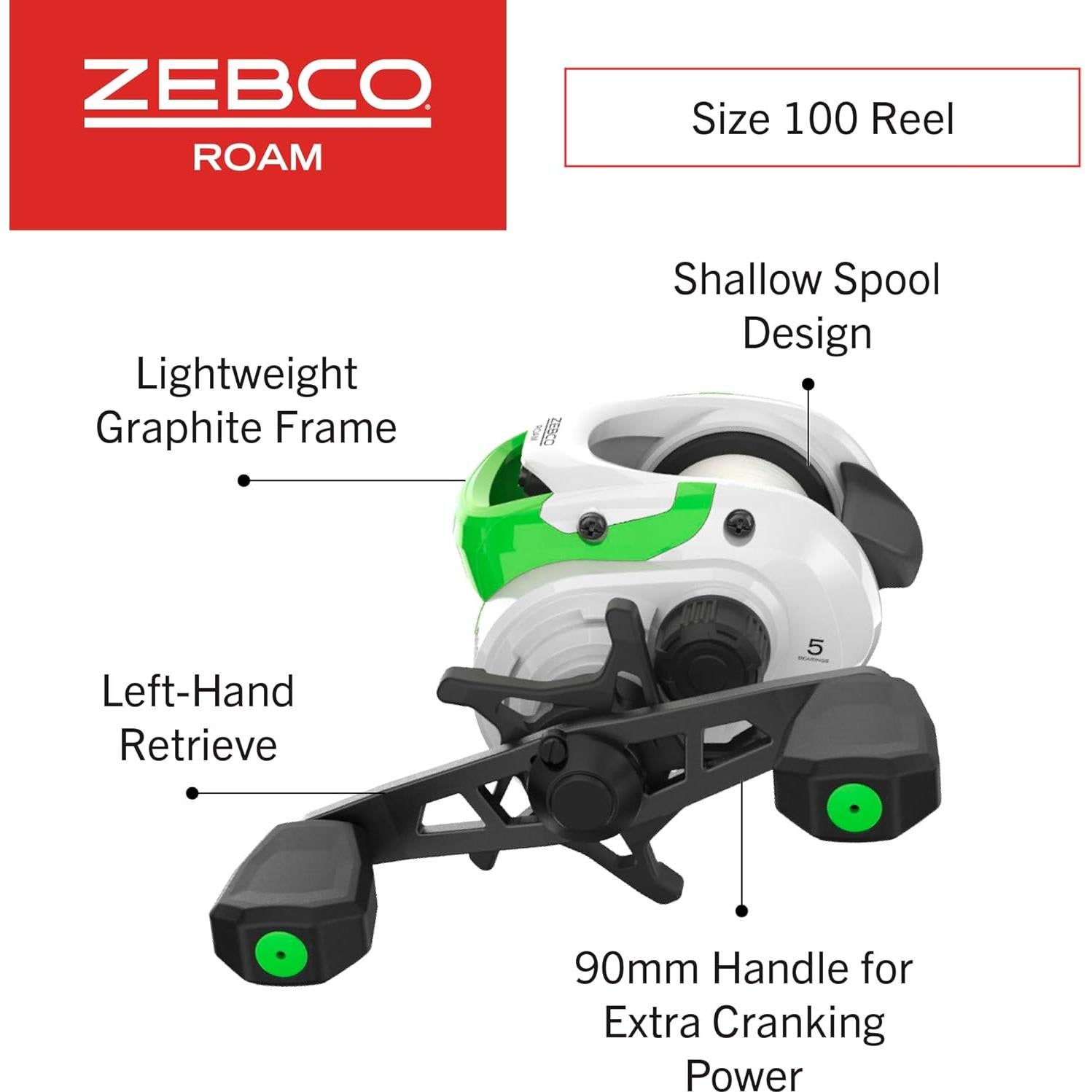 Combo de Carrete Baitcast y Caña Zebco Roam 2 Piezas 198 cm