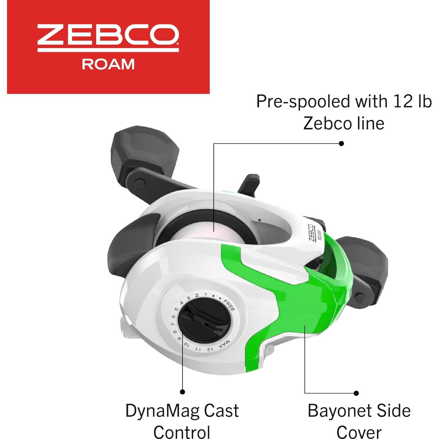 Combo de Carrete Baitcast y Caña Zebco Roam 2 Piezas 198 cm