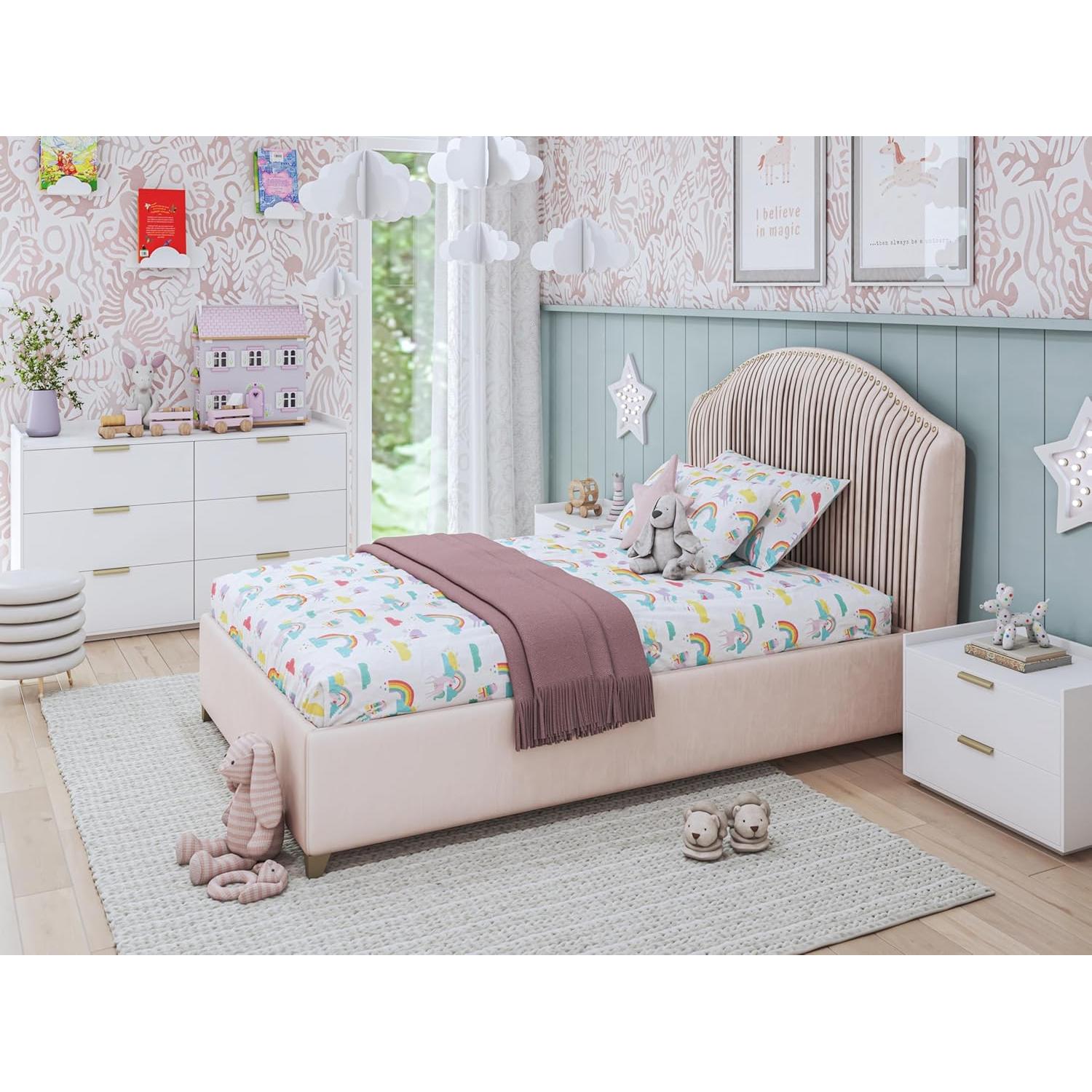 Juego de Sábanas de Cama Completa Donde los Puntos de Lunares Unicornio 4 Piezas