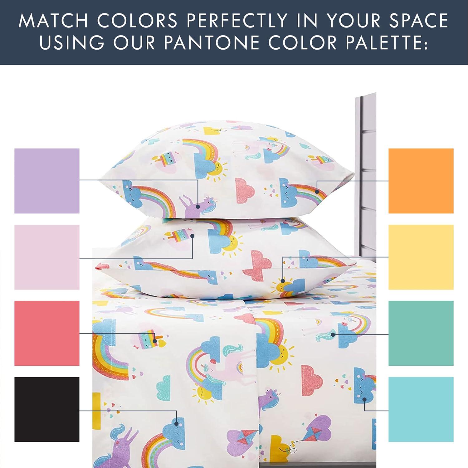 Juego de Sábanas de Cama Completa Donde los Puntos de Lunares Unicornio 4 Piezas