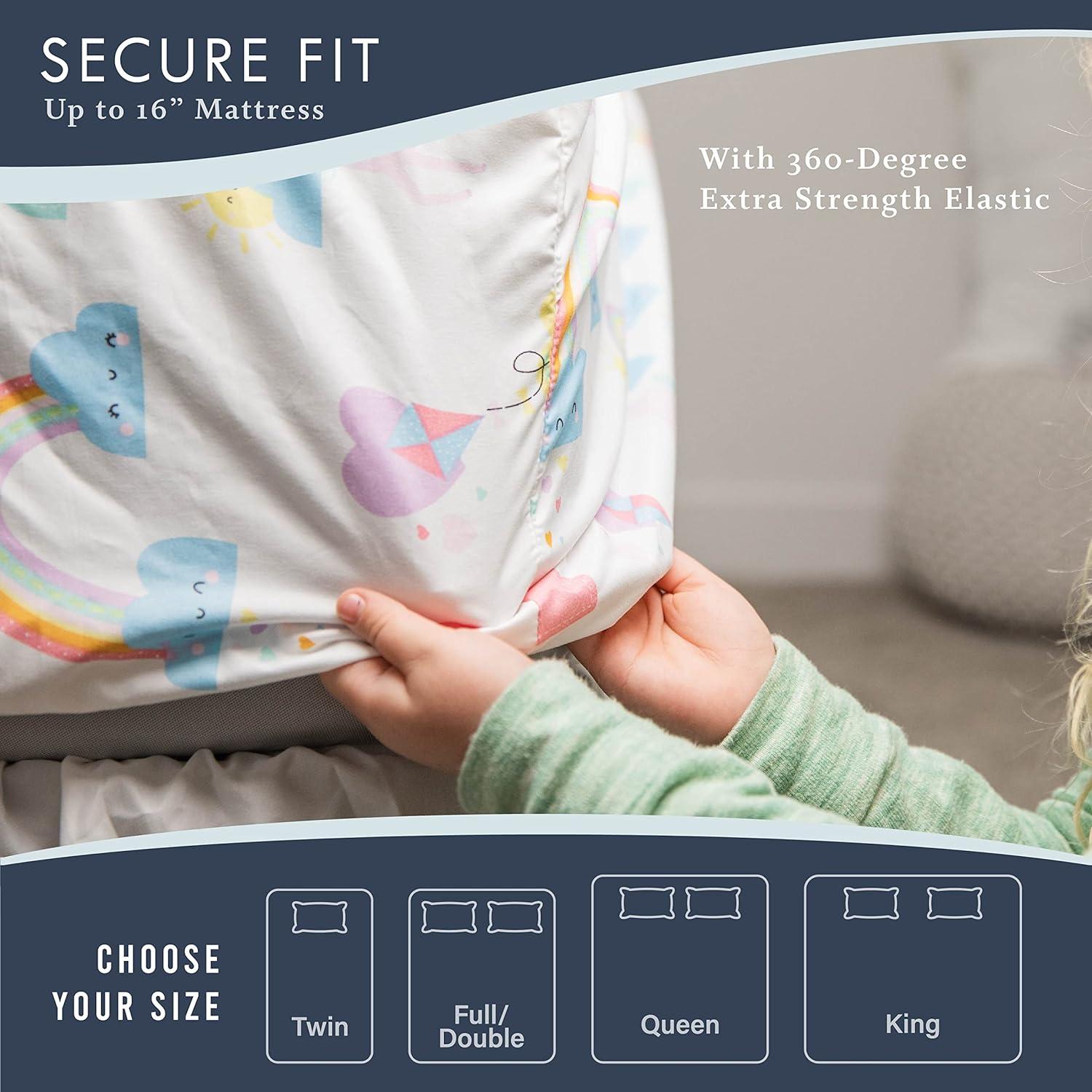 Juego de Sábanas de Cama Completa Donde los Puntos de Lunares Unicornio 4 Piezas