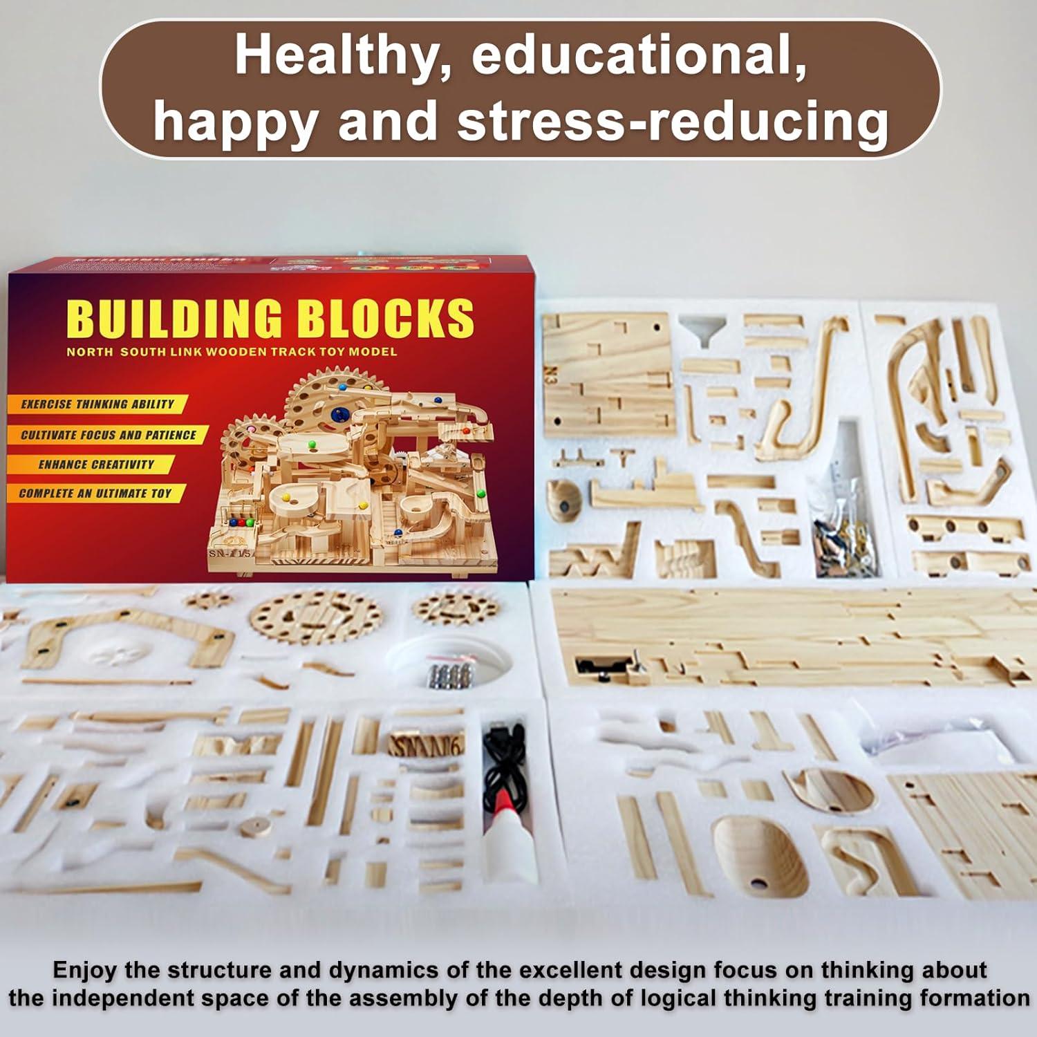 Carrera de Canicas de Madera Motorizada Losbenco 46 Bloques