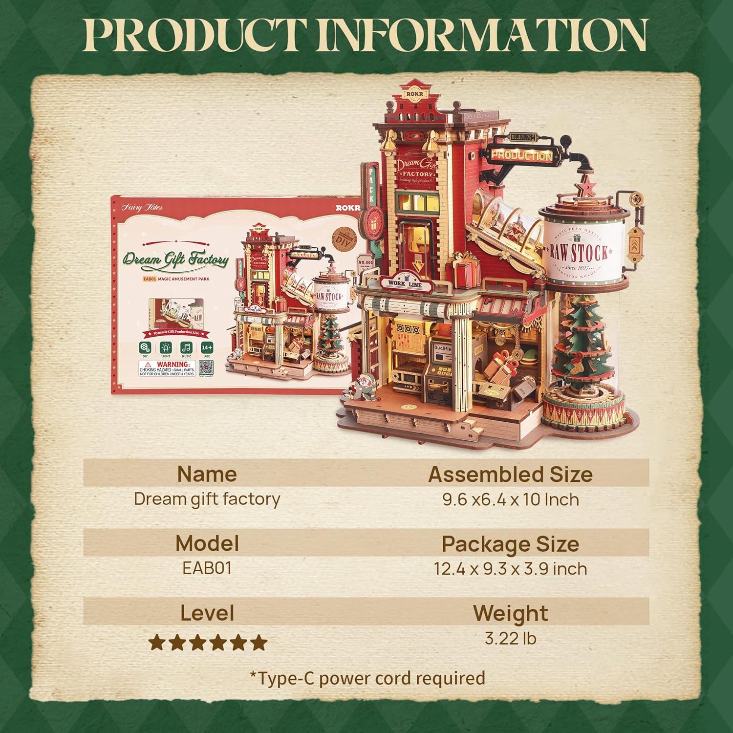 Rompecabezas 3D ROKR Fábrica de Regalos con Música y Luces