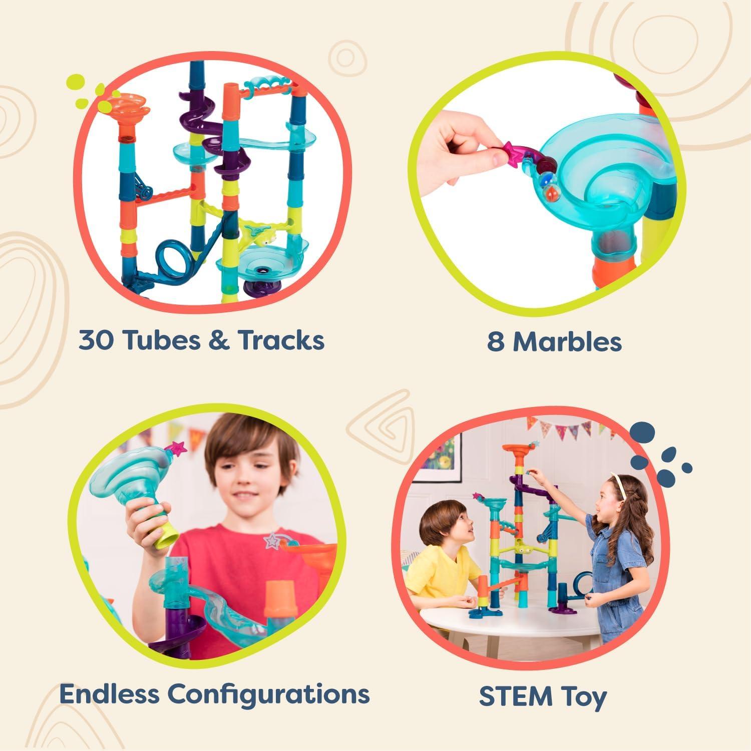 Marble Palooza – Buildable STEM-Based Maze Run Kit Featuring 38 Interlocking Components – Logical Thinking and Fine Motor Development Set for Inquisitive Kids – 3+ Years