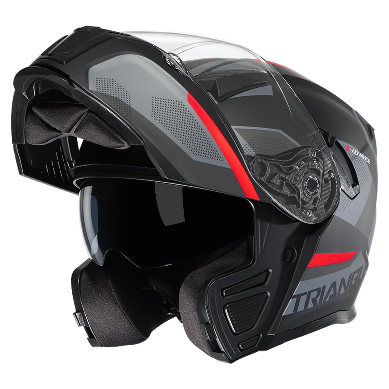 Casco Modular TRIANGLE AH121 para Motocicleta Unisex Negro Rojo