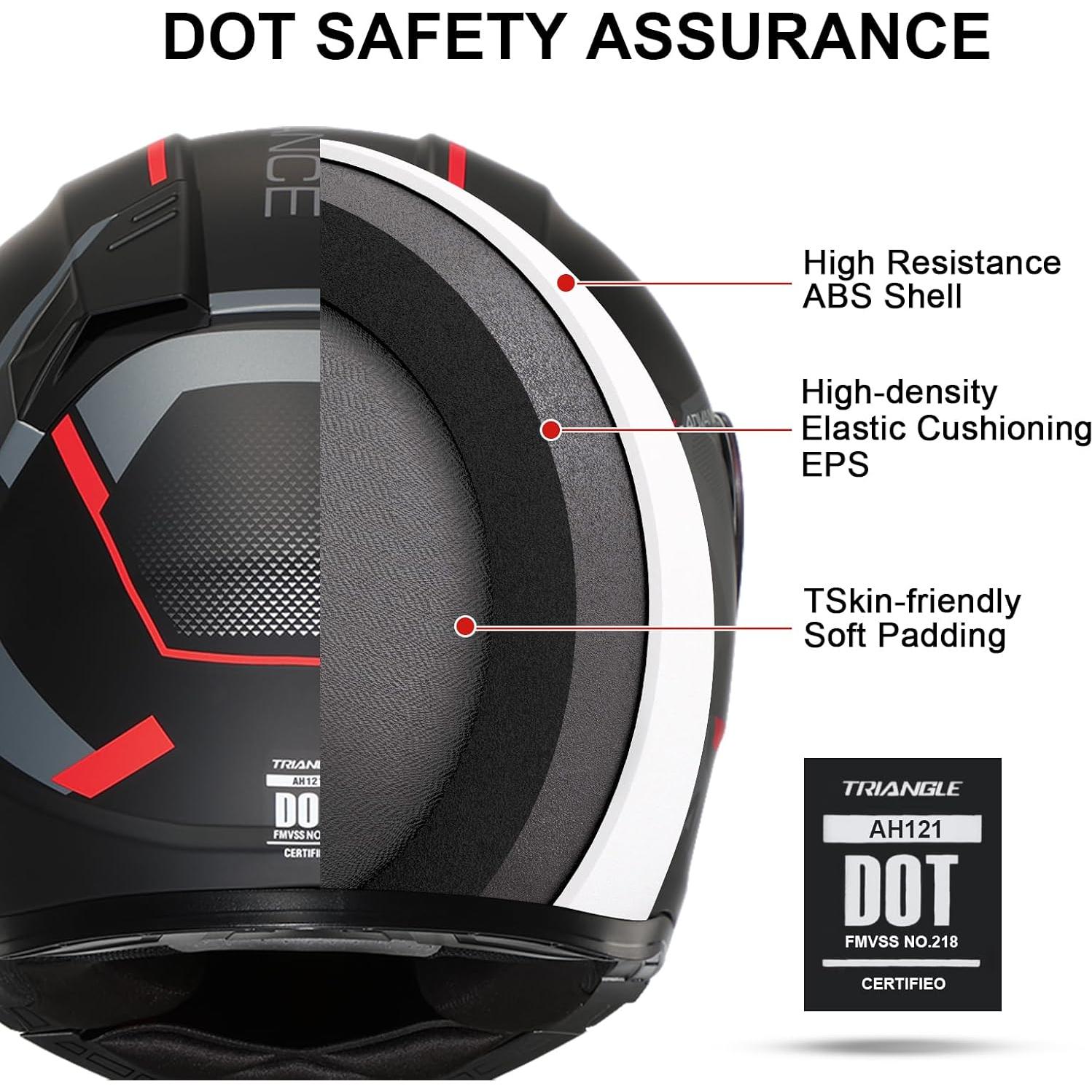 Casco Modular TRIANGLE AH121 para Motocicleta Unisex Negro Rojo