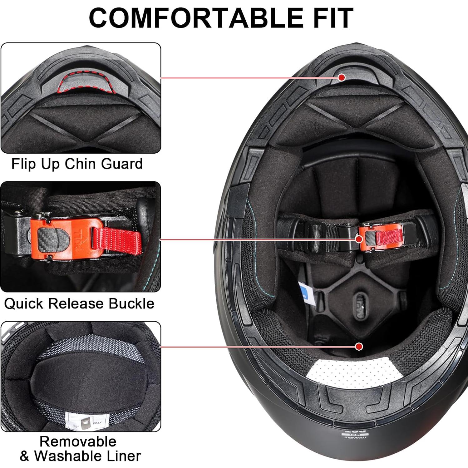 Casco Modular TRIANGLE AH121 para Motocicleta Unisex Negro Rojo