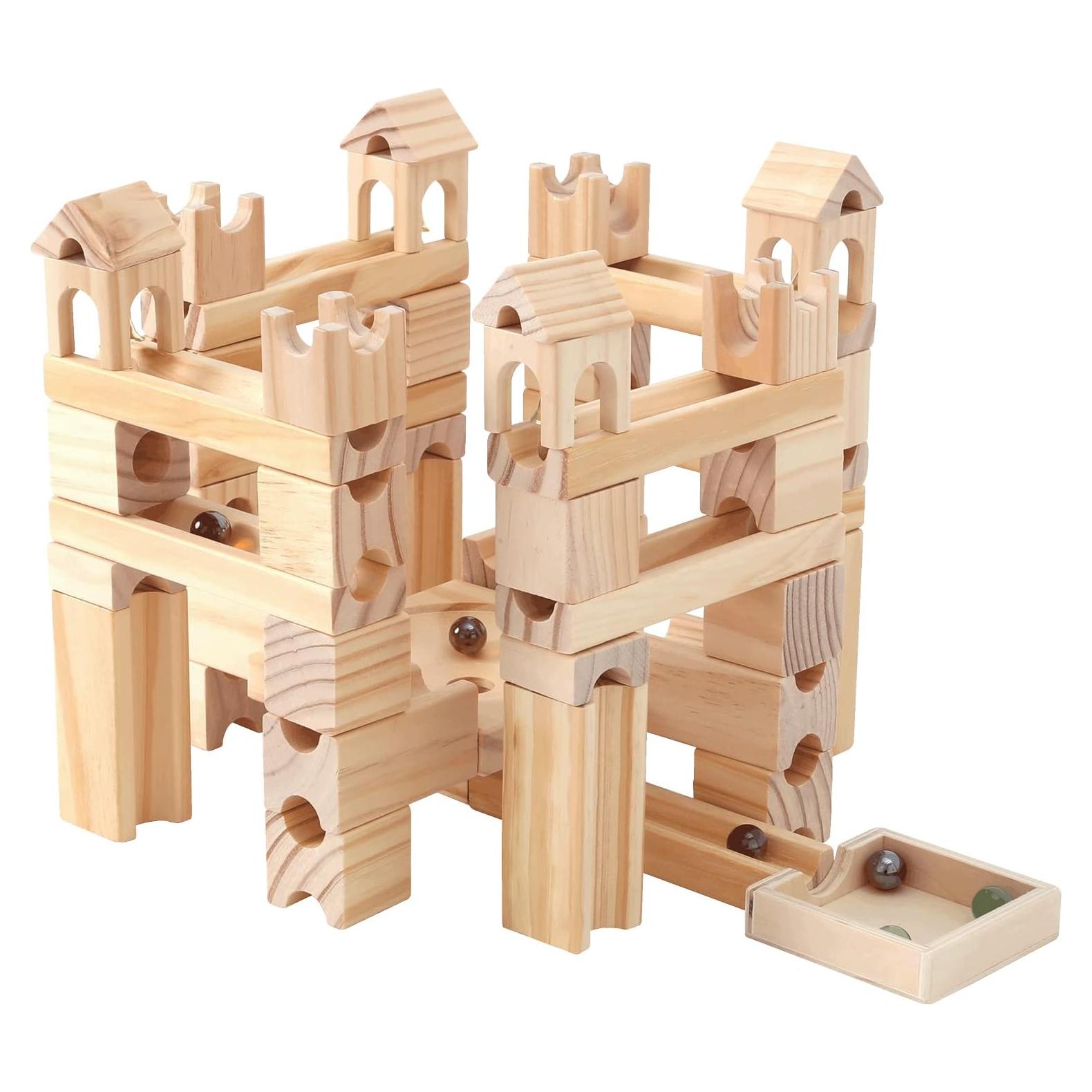 Pista de Canicas de Madera Onshine - Set de 80 Piezas para Niños