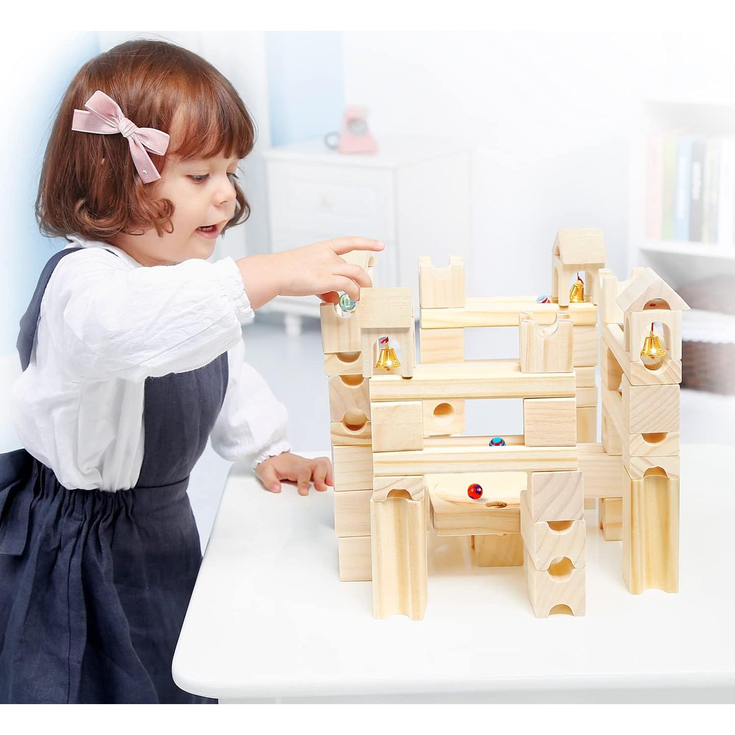 Pista de Canicas de Madera Onshine - Set de 80 Piezas para Niños