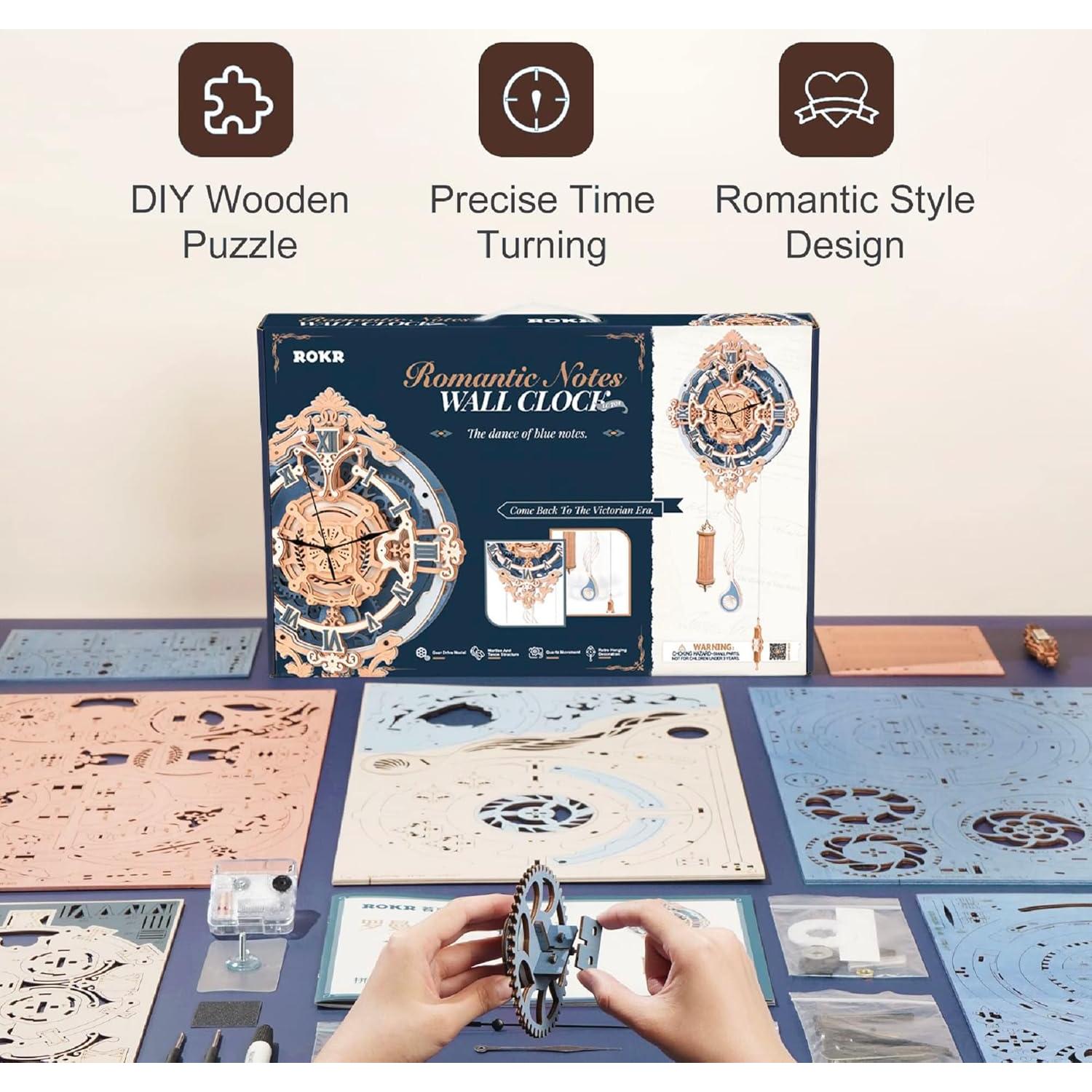 Puzzle de Madera ROKR Reloj 3D Notas Románticas 64.5x30 cm