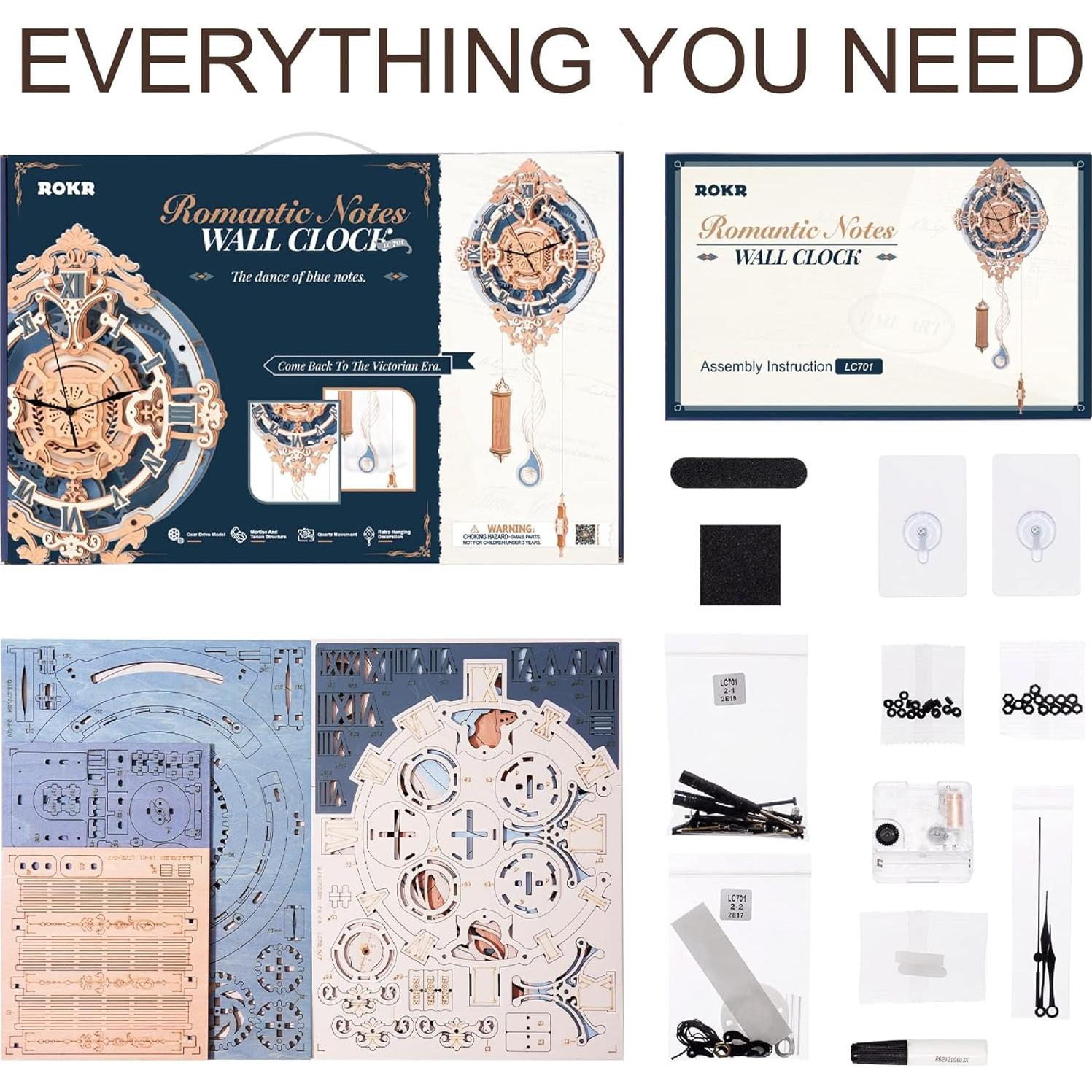 Puzzle de Madera ROKR Reloj 3D Notas Románticas 64.5x30 cm