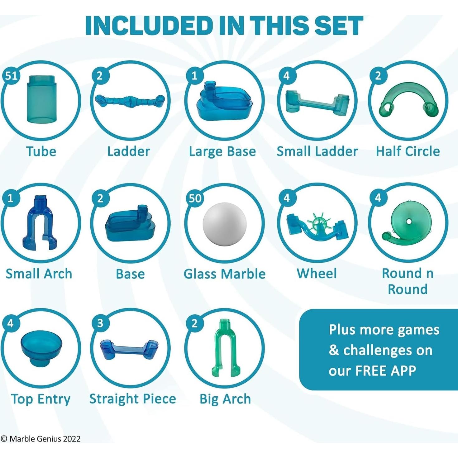 Conjunto de Carrera de Canicas Marble Genius Océano - 130 Piezas