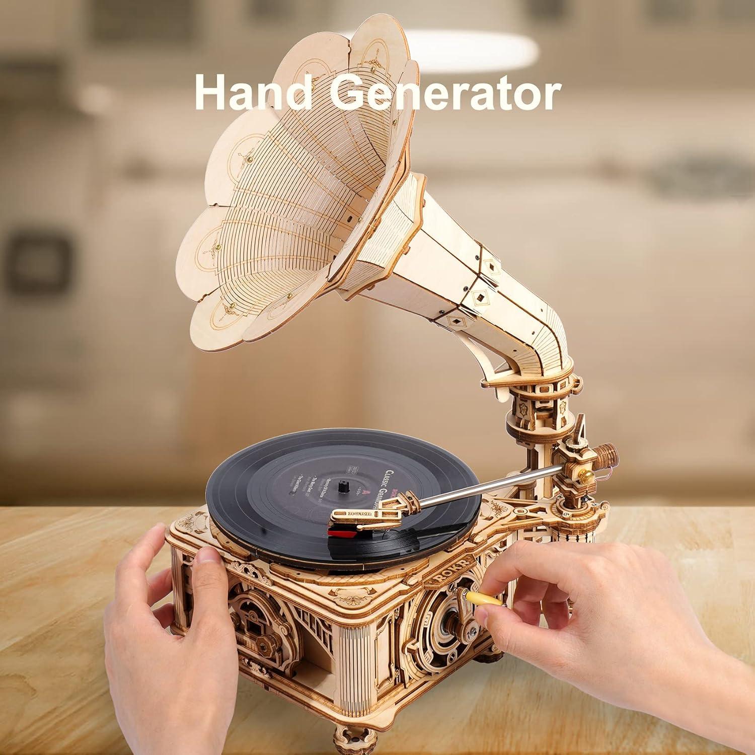 Rompecabezas 3D ROKR Gramófono Mecánico 1:1 para Adultos