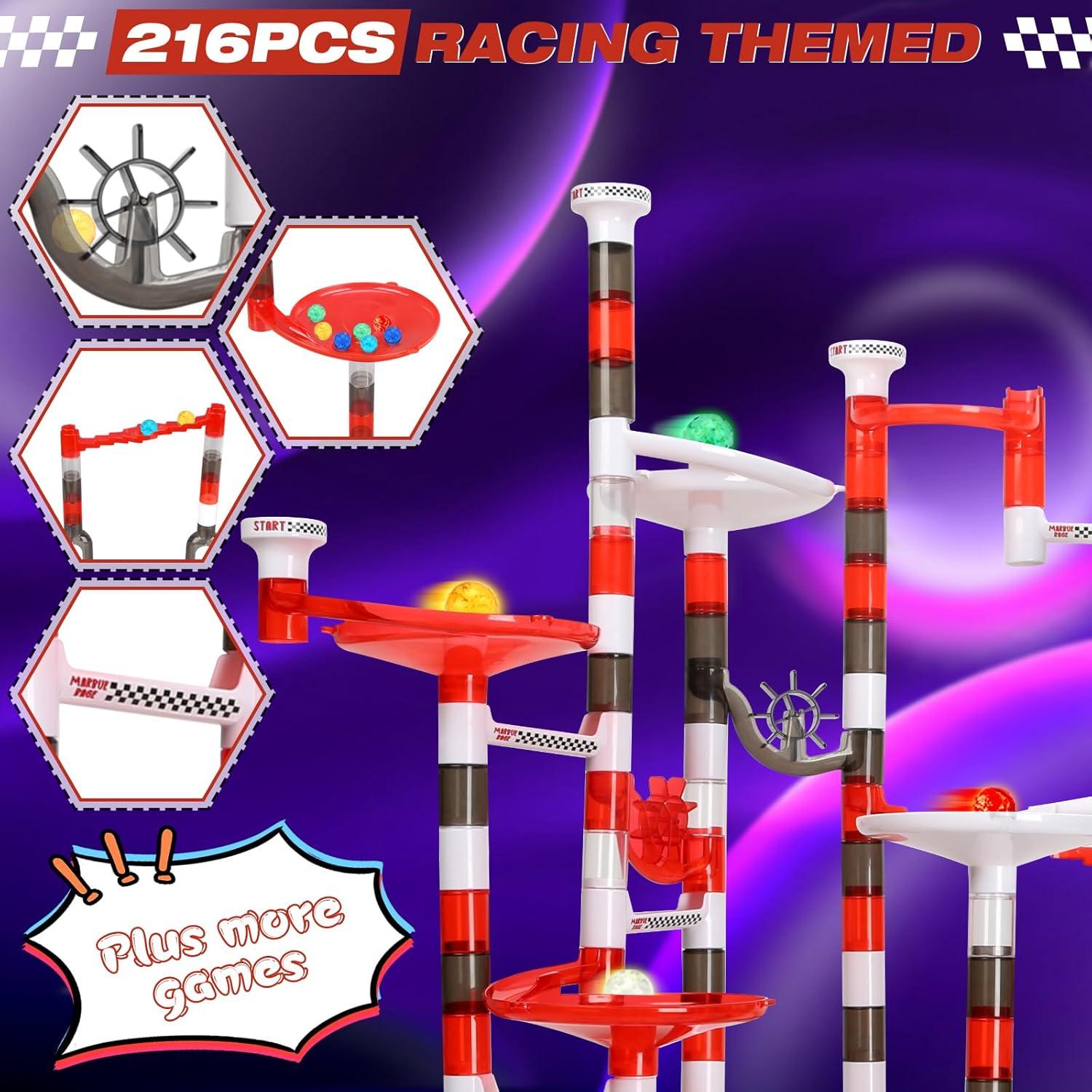 Juego de Carrera de Canicas WTOR 216 Piezas con Luz UV