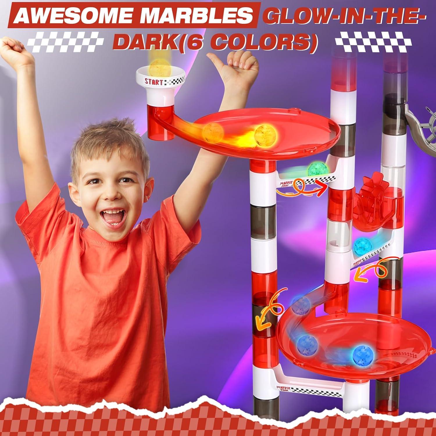 Juego de Carrera de Canicas WTOR 216 Piezas con Luz UV