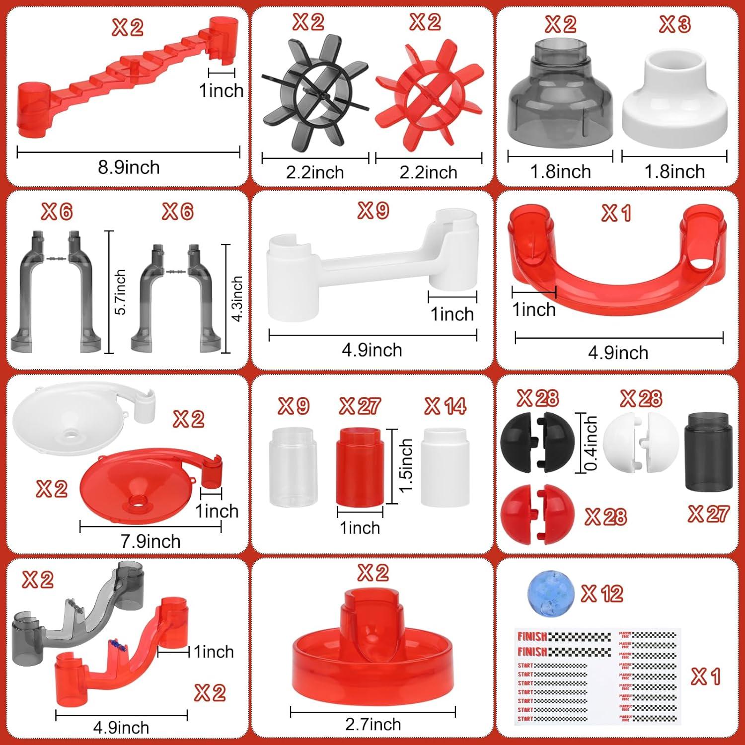 Juego de Carrera de Canicas WTOR 216 Piezas con Luz UV