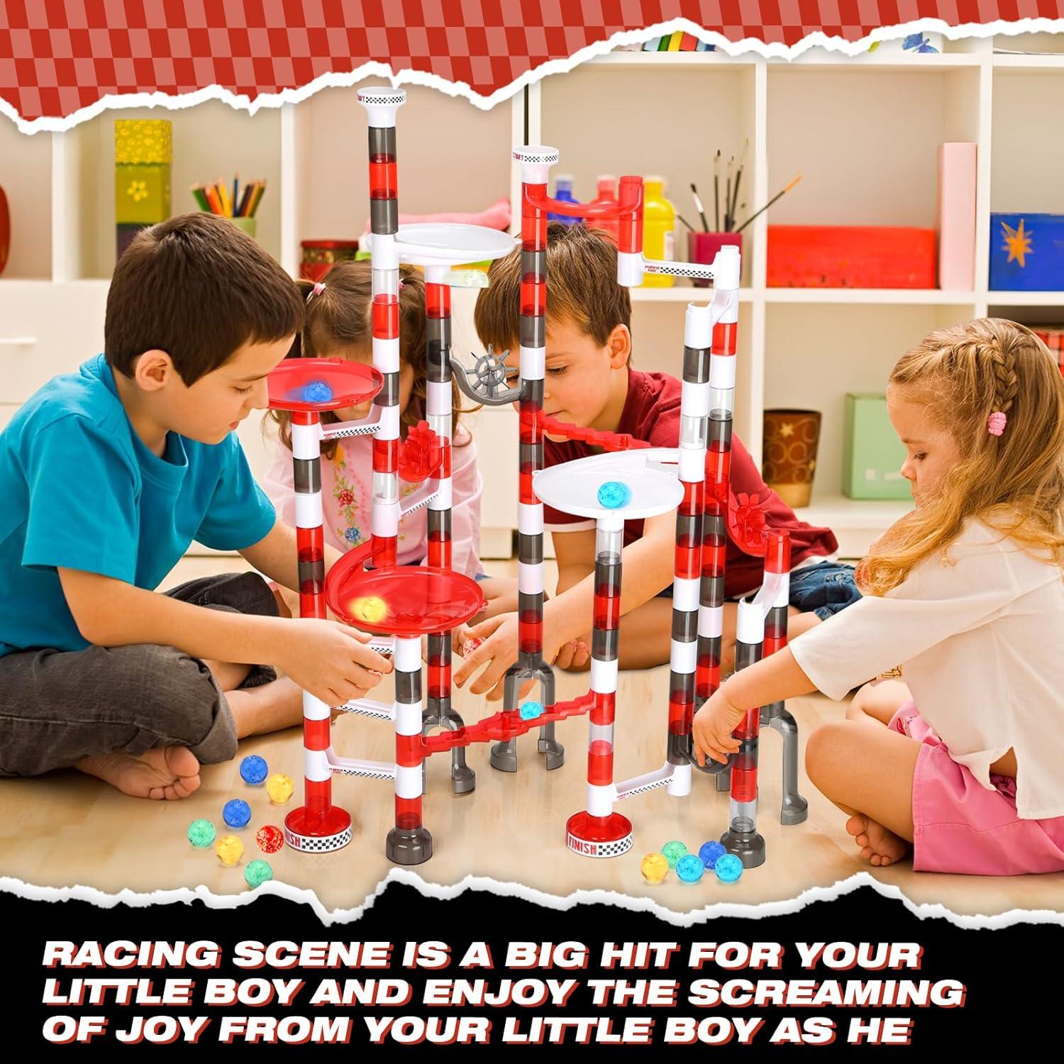 Juego de Carrera de Canicas WTOR 216 Piezas con Luz UV