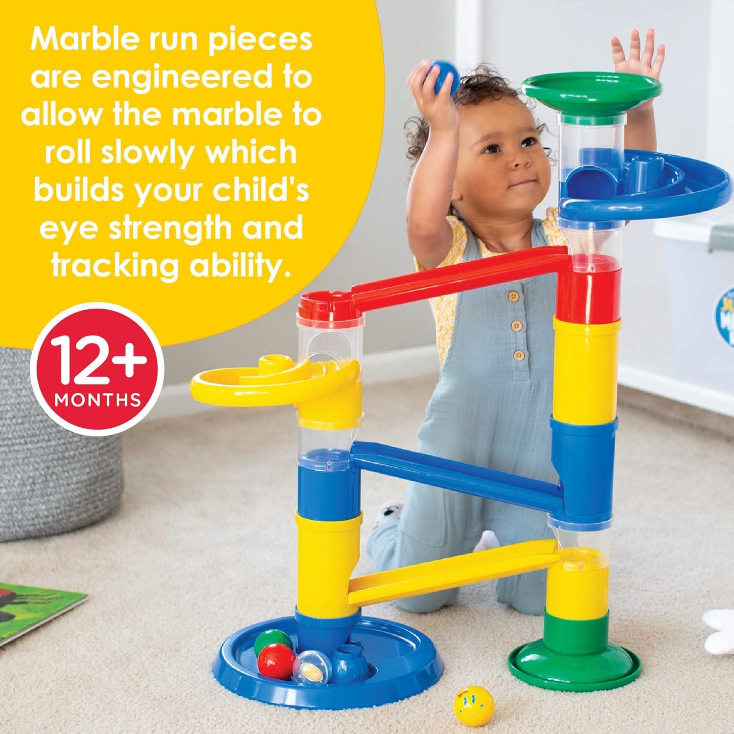 Junior Marble Run - My First Marble Run Set - Toddler Building Game - Marble Maze Toddler Building Toy Set with Oversized Marble Track Pieces and 5 Giant Marbles for Kids 12 Months and Up