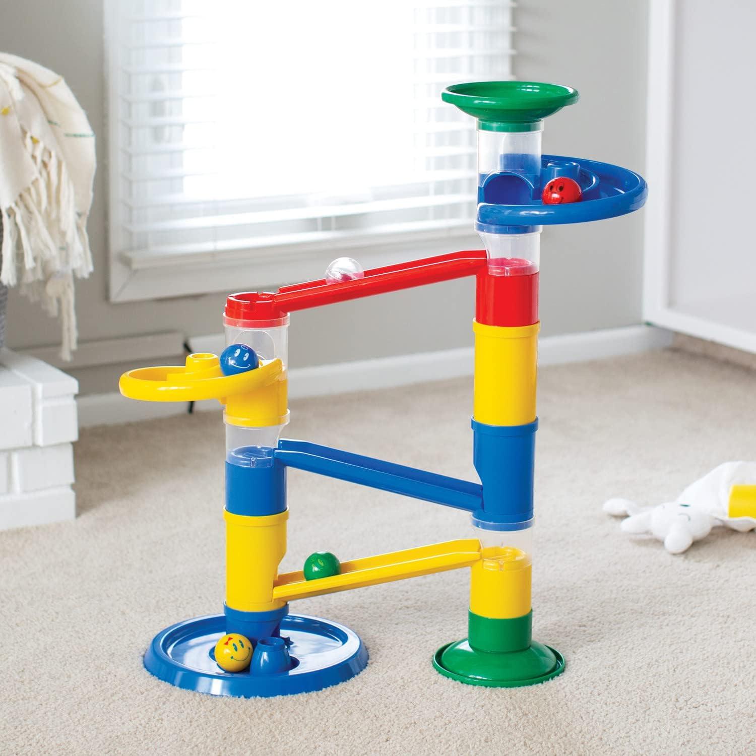 Junior Marble Run - My First Marble Run Set - Toddler Building Game - Marble Maze Toddler Building Toy Set with Oversized Marble Track Pieces and 5 Giant Marbles for Kids 12 Months and Up