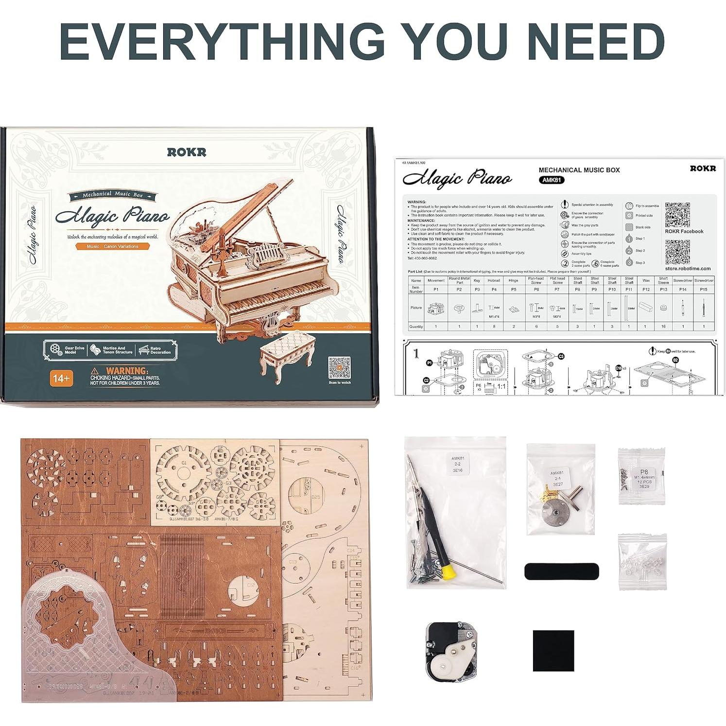 Rompecabezas 3D ROKR Piano Mágico 223 Piezas 14x17x16.8cm