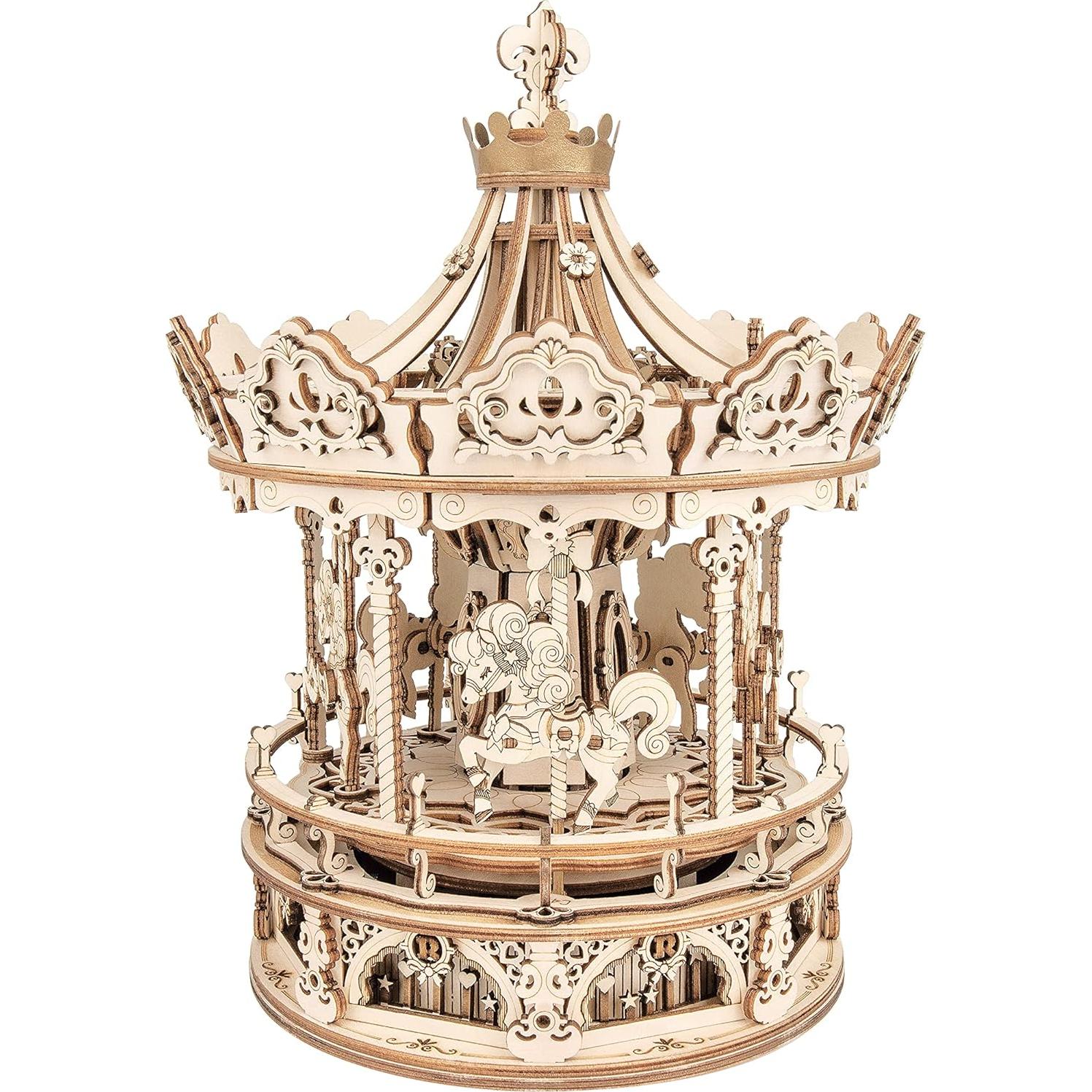 ROKR Carrusel de Puzzles 3D de Madera DIY Caja de Música