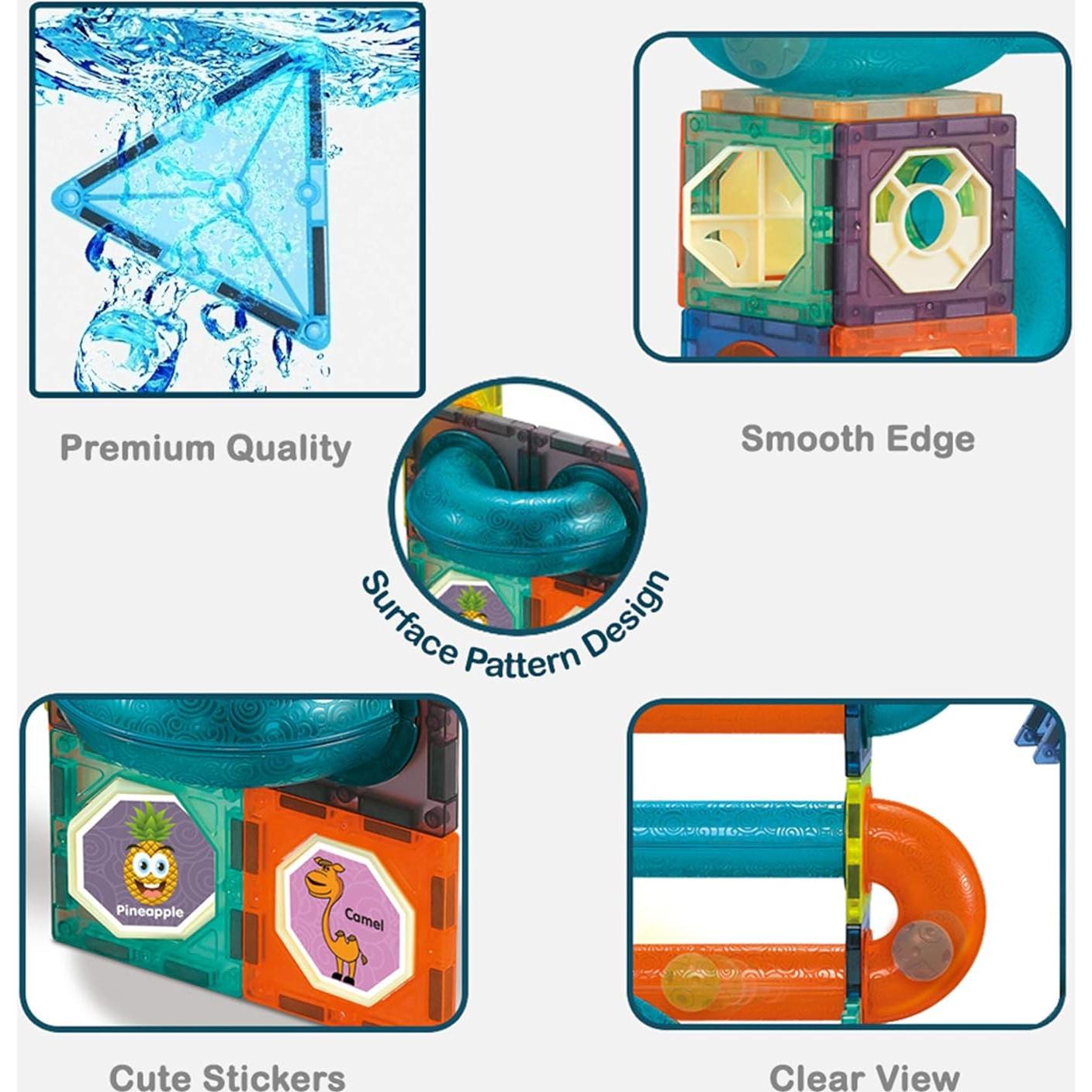 Juego de Pistas de Canicas Magnéticas Brillantes - 110 Piezas