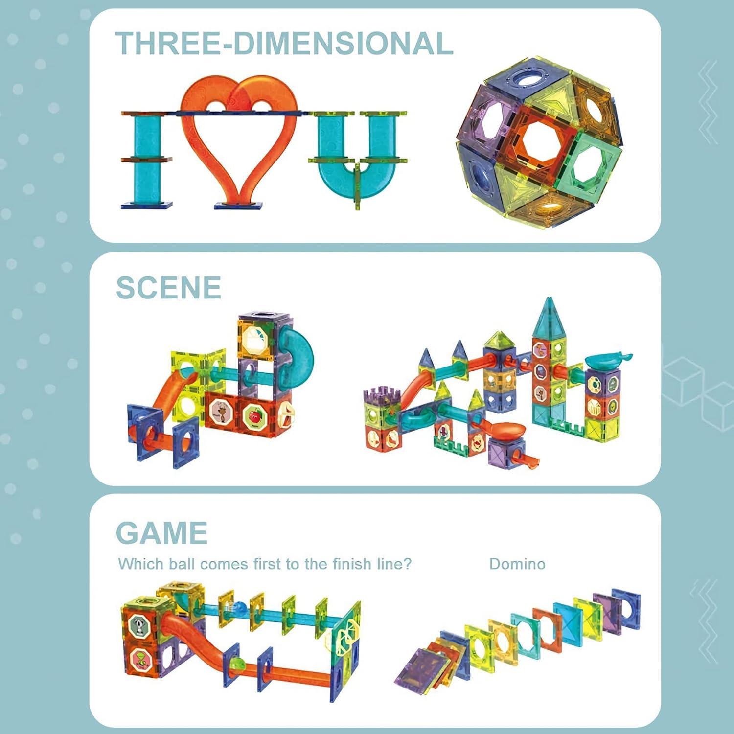 Juego de Pistas de Canicas Magnéticas Brillantes - 110 Piezas