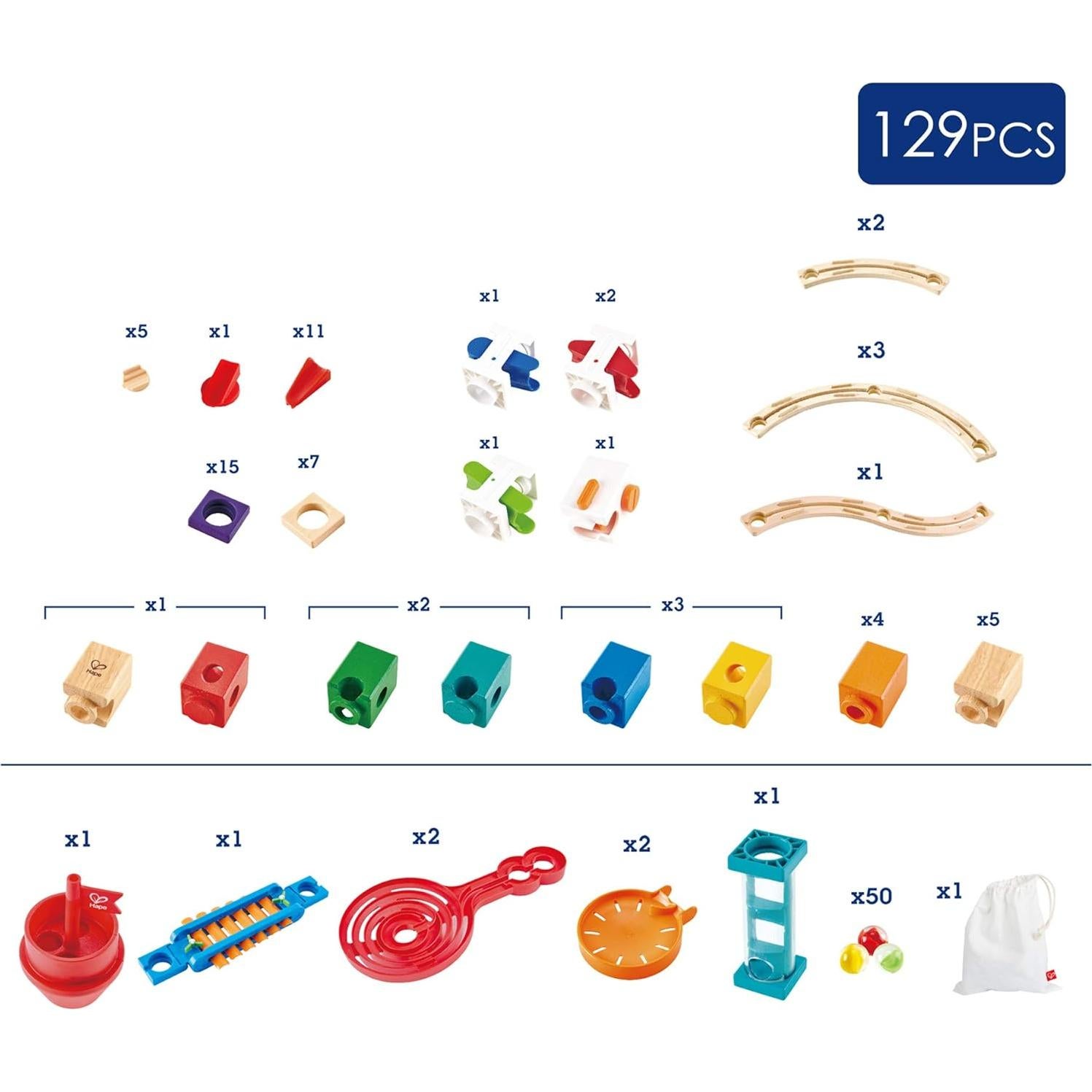 Hape Quadrilla Super Spirals - Carrera de Canicas 101 Piezas