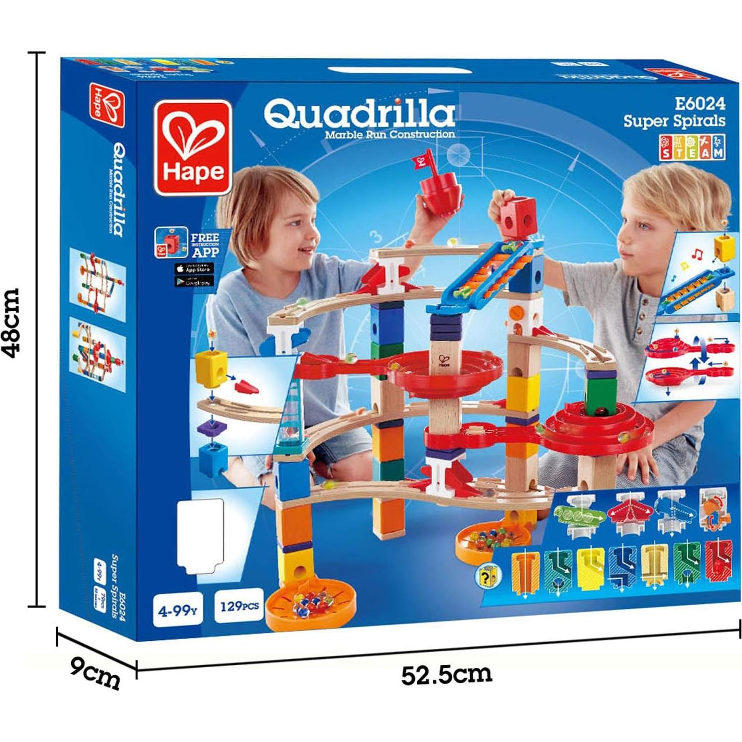 Hape Quadrilla Super Spirals - Carrera de Canicas 101 Piezas