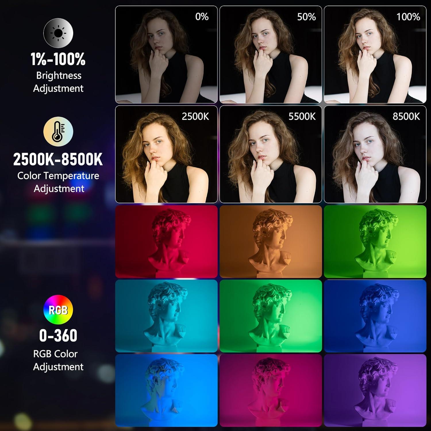 VILTROX K60 2 Pack Varitas de Luz RGB LED Portátiles 2500K-8500K