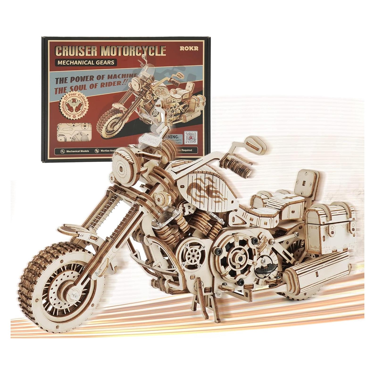 Rompecabezas 3D de Madera ROKR Motocicleta LK504 1:8