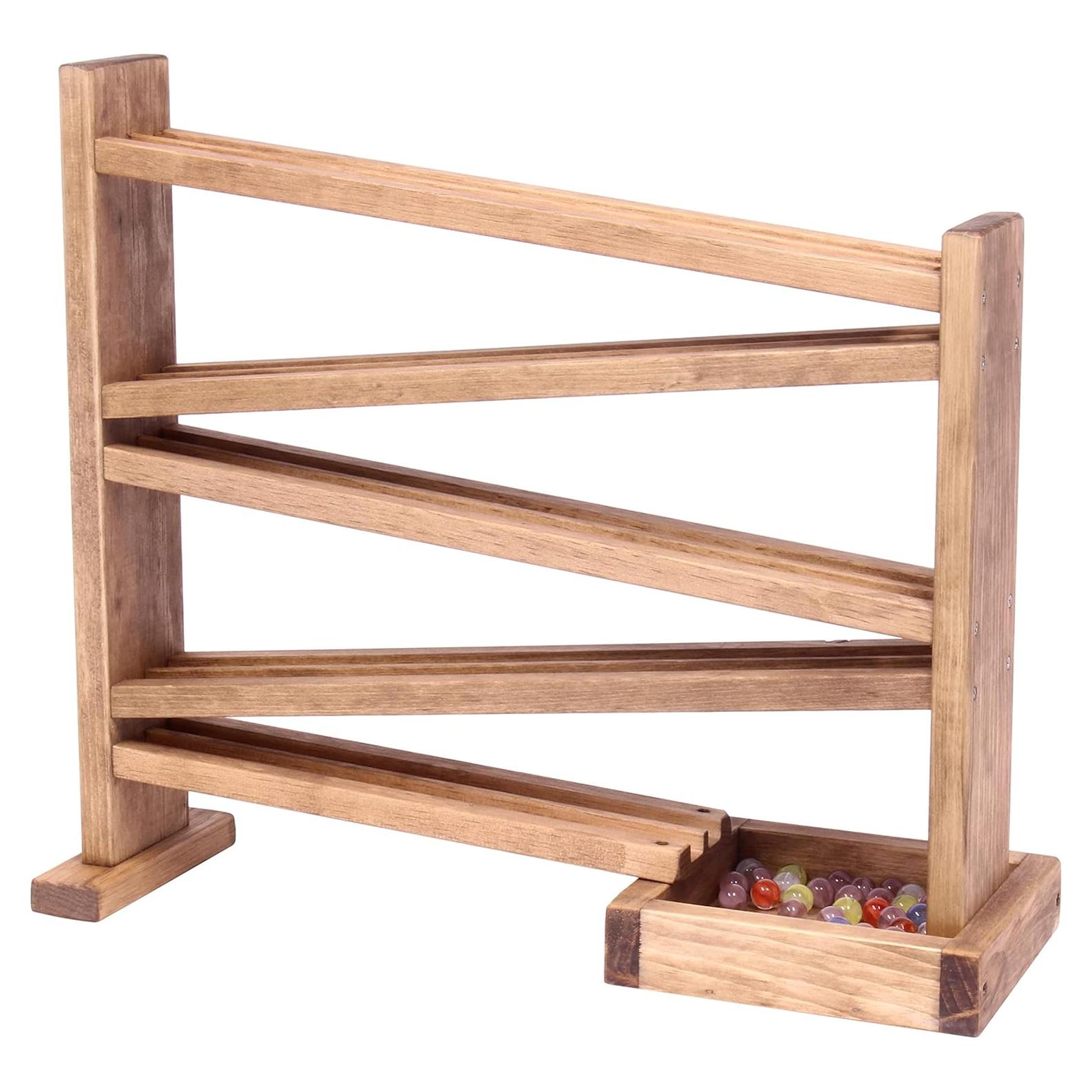 Pista de Canicas de Madera AmishToyBox - Acabado Cosecha