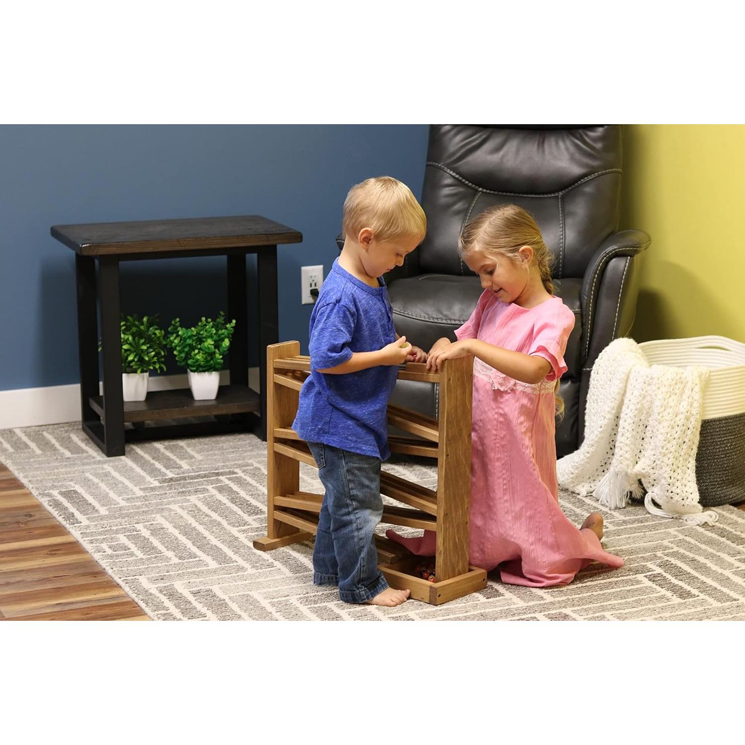 Pista de Canicas de Madera AmishToyBox - Acabado Cosecha