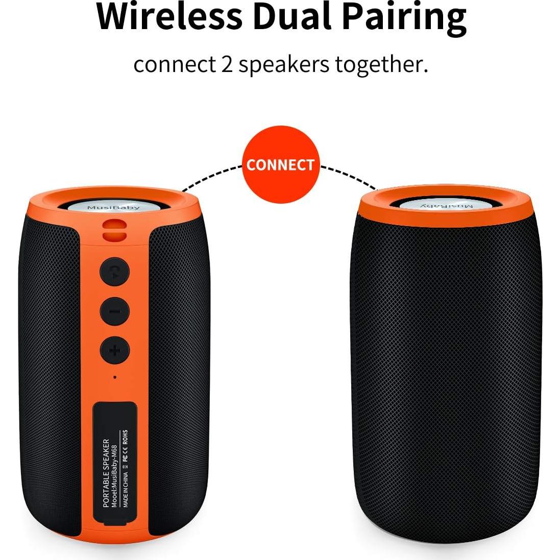 Altavoz Bluetooth MusiBaby M68 Naranja Impermeable 24H