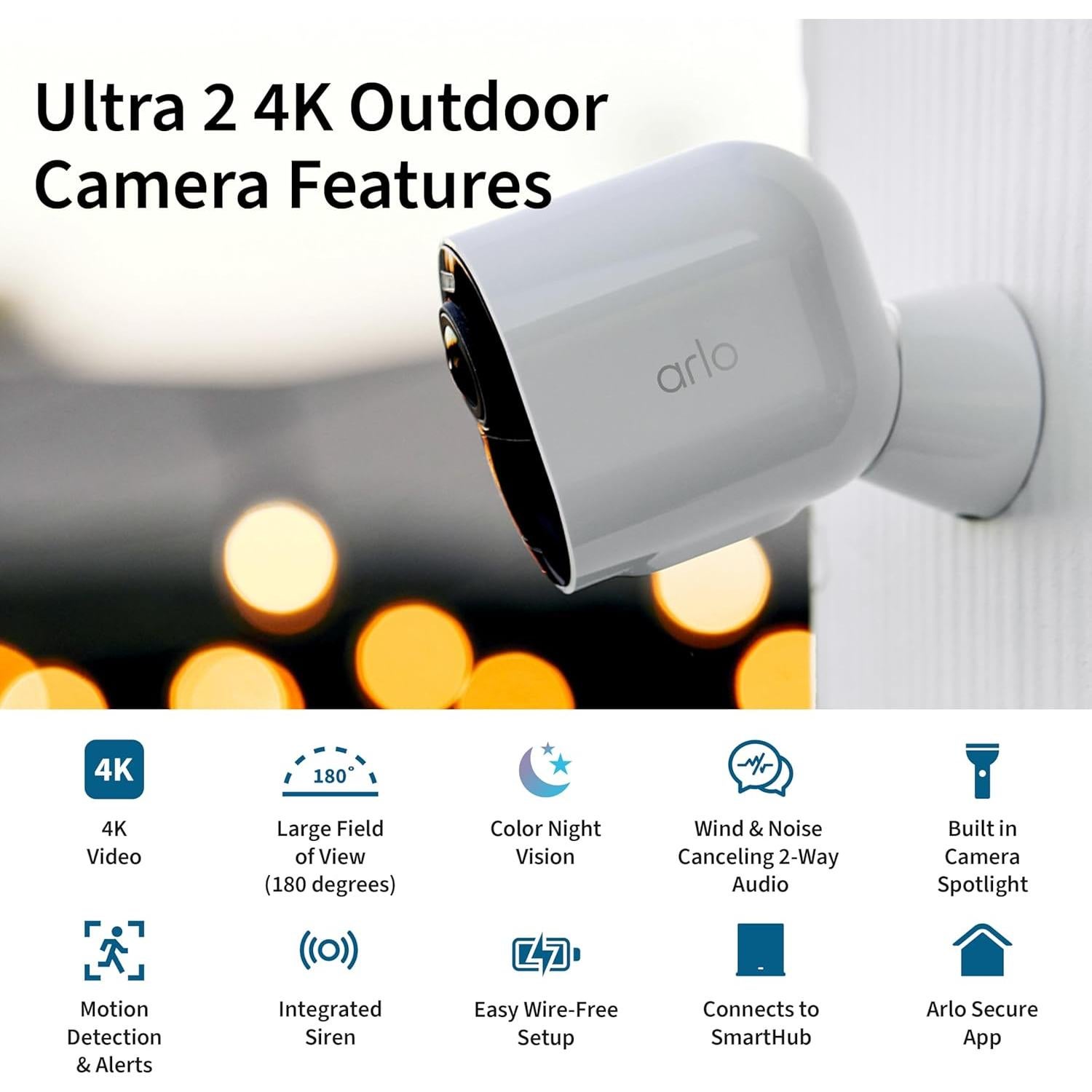Cámara de Seguridad Inalámbrica Arlo Ultra 2 4K HDR - 2 Cámaras