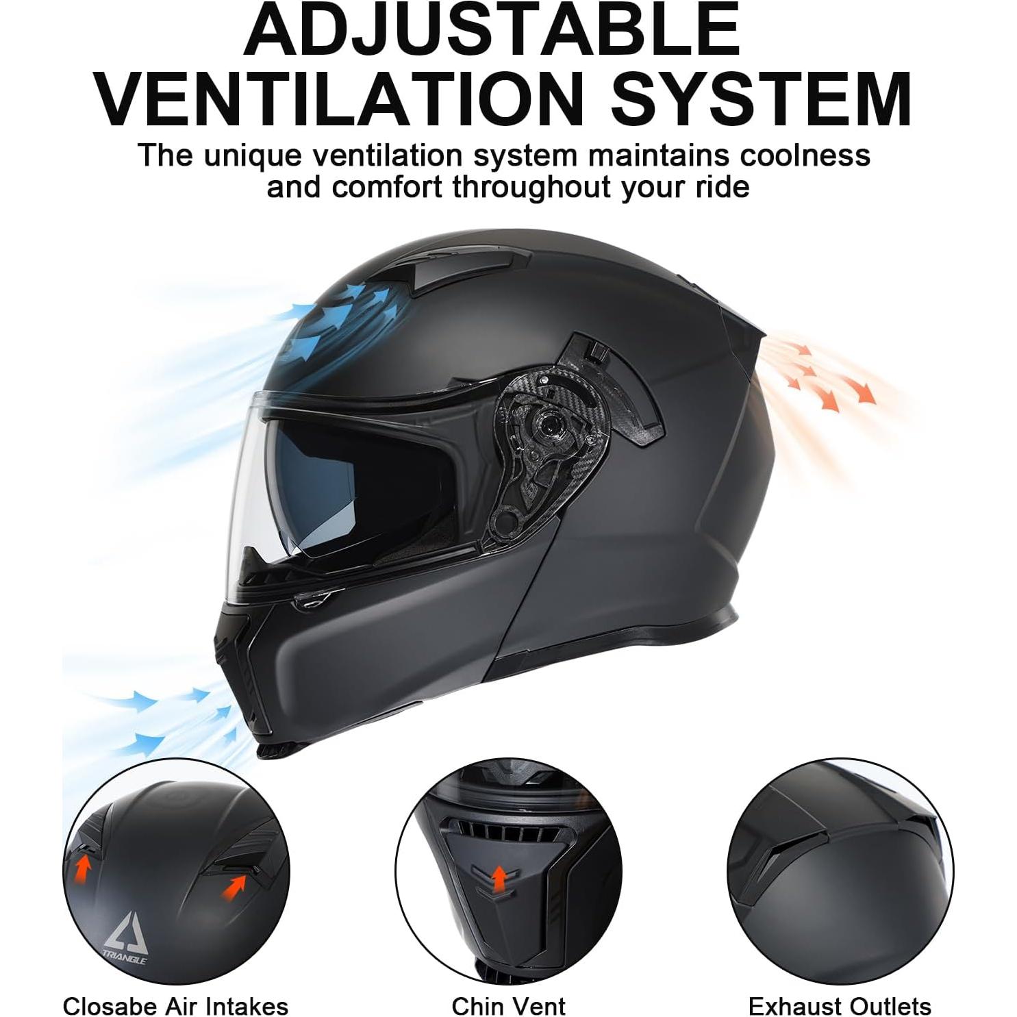 Casco Modular TRIANGLE AH121 para Motocicleta Negro Rojo