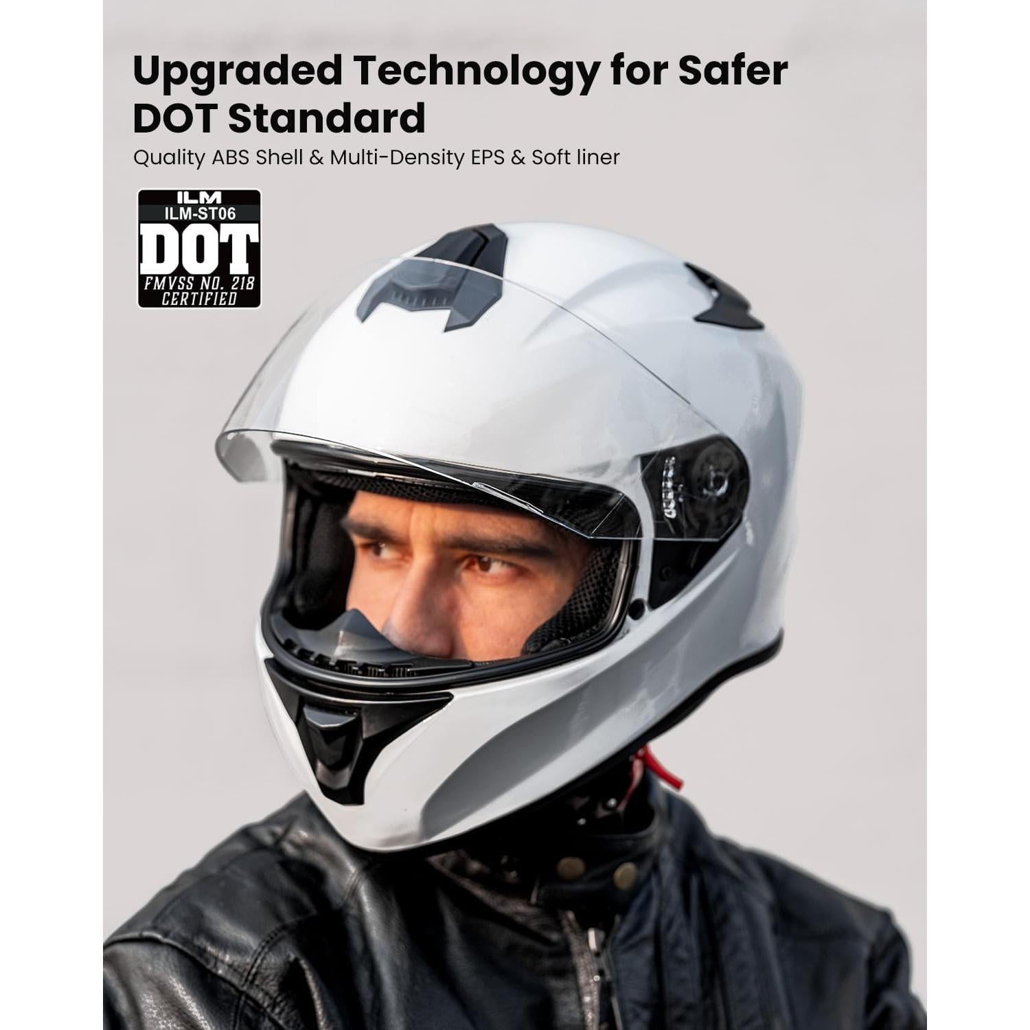 Casco de motocicleta ILM ST-06 Blanco Mediano con ventilación