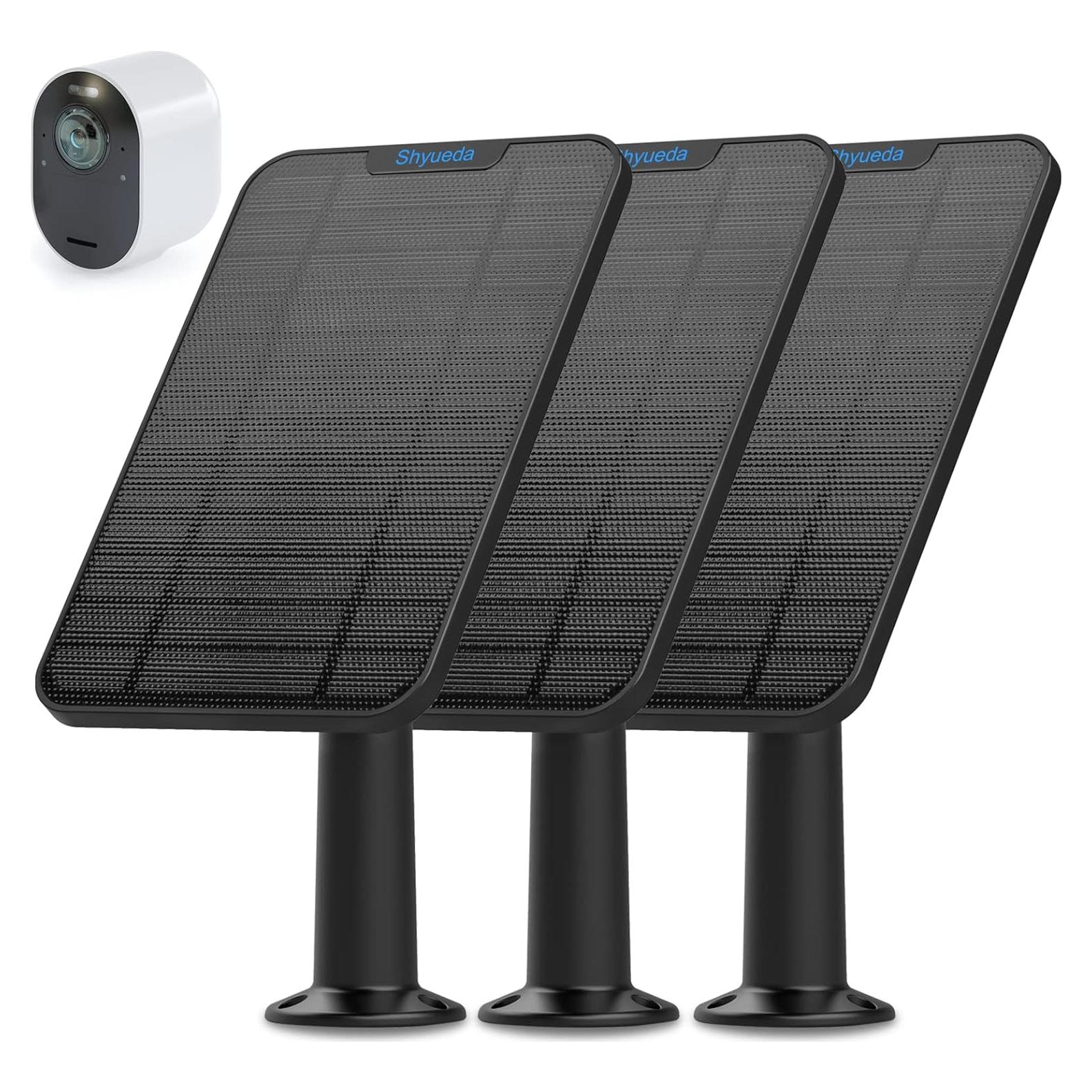 4W Solar Panel Charging Charger Compatible with Arlo Pro 3/Pro 4/Pro 5S 2K/Ultra/Ultra 2 /Go 2 only, 13.1ft Waterproof Charging Cable, IP65 Weatherproof Secure Wall Mount (3-Pack)