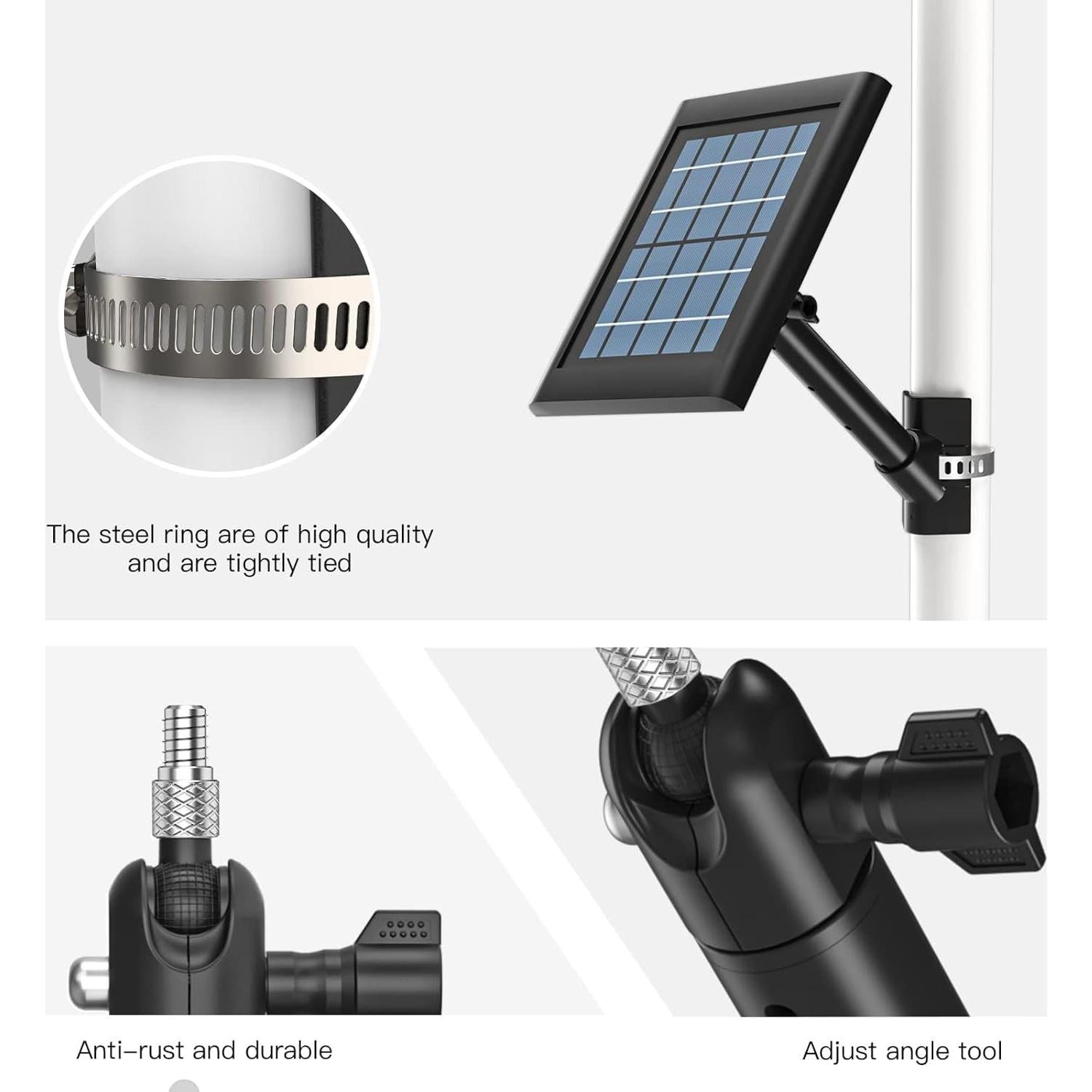 Soporte de Panel Solar Ajustable para Arlo y Ring - Metal Negro