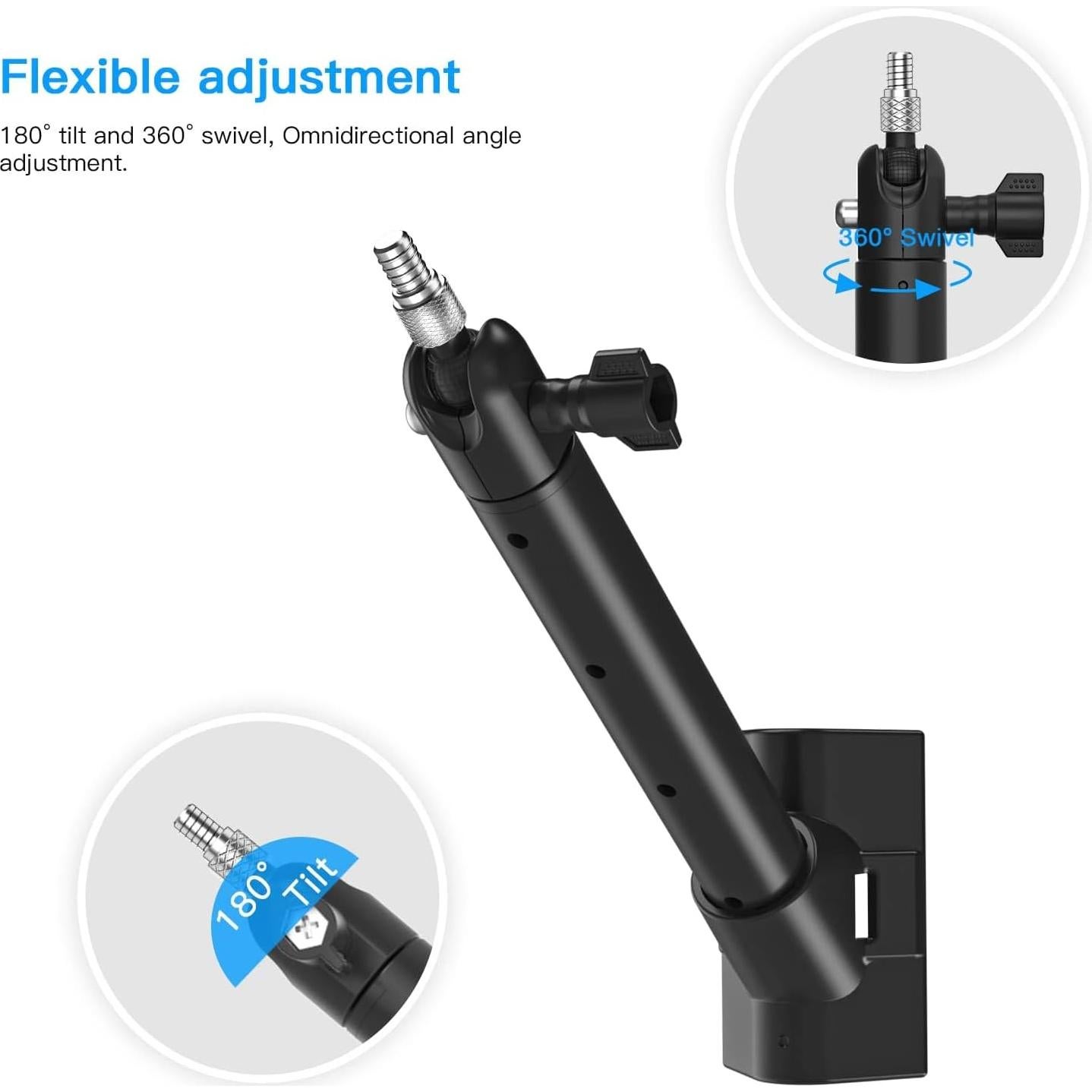 Soporte de Panel Solar Ajustable para Arlo y Ring - Metal Negro