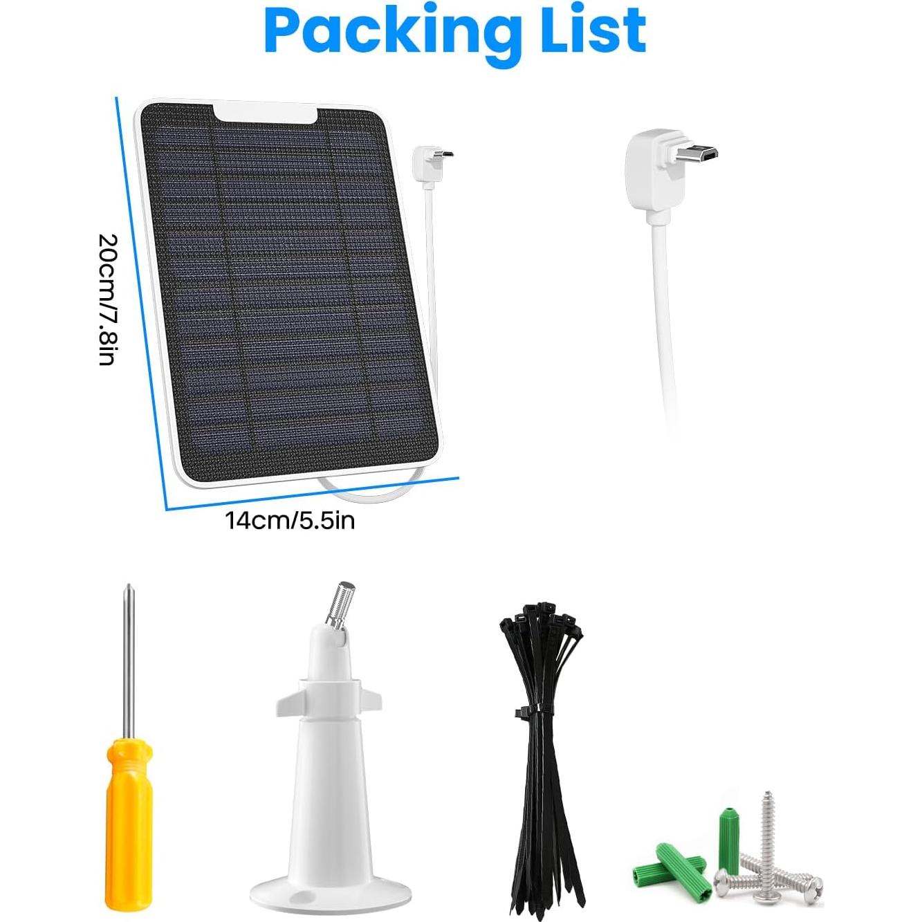 Cargador Solar WININMETA 5W para Cámara Arlo Essential - 2 Paquete